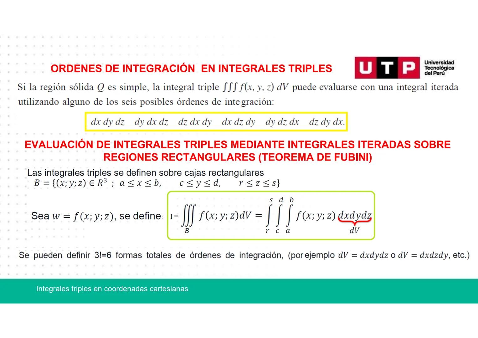 CÁLCULO AVANZADO
PARA INGENIERÍA
Unidad: 2
Integrales triples en coordenadas cartesianas
Teorema de Fubini: Integrales iteradas.
Semana 11 -