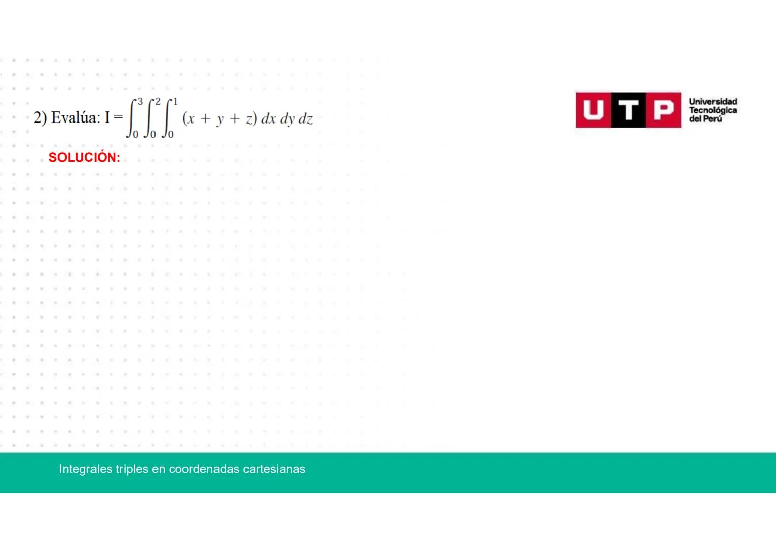 CÁLCULO AVANZADO
PARA INGENIERÍA
Unidad: 2
Integrales triples en coordenadas cartesianas
Teorema de Fubini: Integrales iteradas.
Semana 11 -