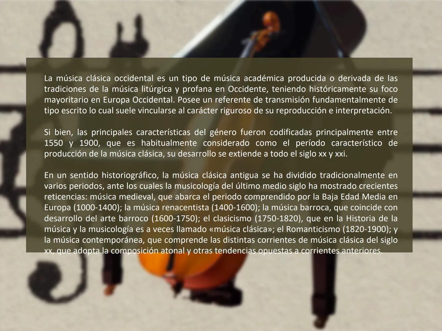 # Introducción a la
música clásica
Prof. Astucuri Guillen La música clásica occidental es un tipo de música académica producida o derivada