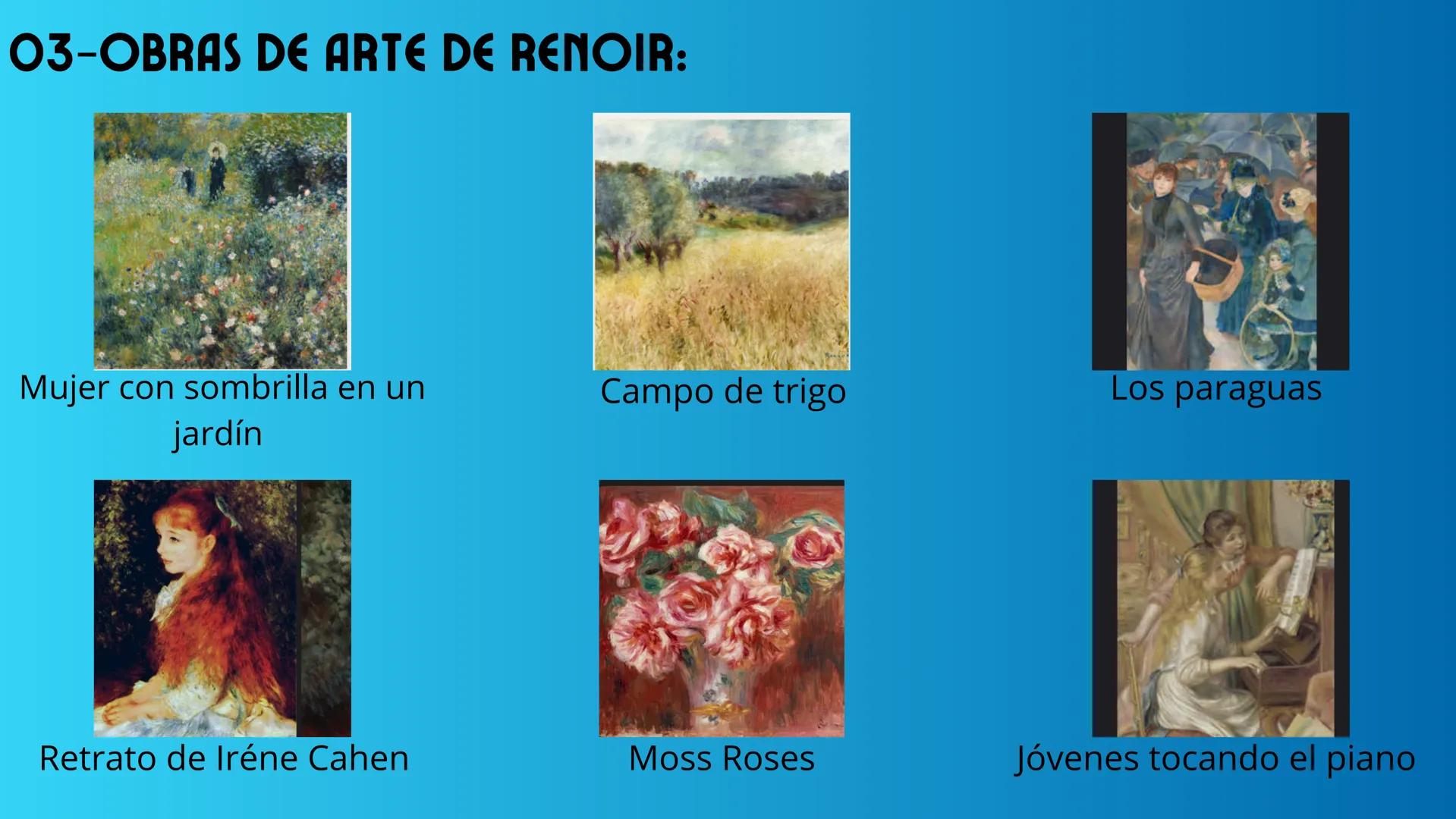 # HISTORIA DEL ARTE
# EL IMPRESIONISMO
Institución Educativa San Salvador
Trabajo de Zarai Ventocilla # CONTENIDOS
01 - Origen del impre