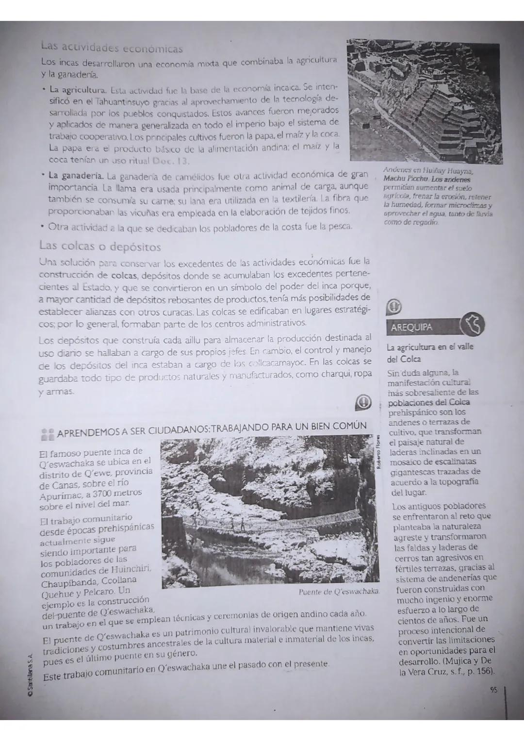 3.5 La economía incaica
En el Tahuantinsuyo funcionó una economía sin moneda, mercado
ni comercio. Tampoco se recolectó tributo alguno de l