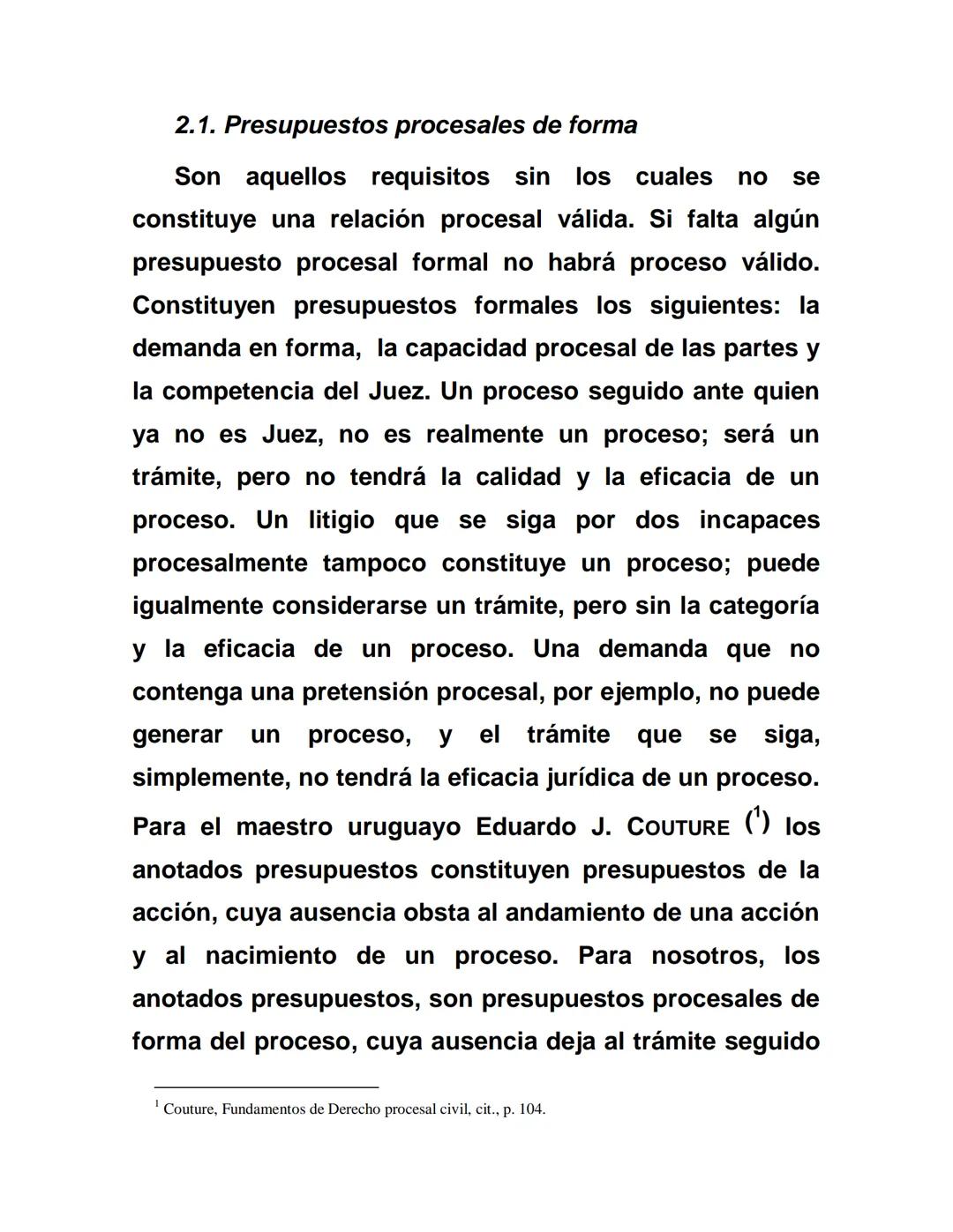 LOS PRESUPUESTOS PROCESALES
1. CONCEPTO
Dr. Jorge Carrión Lugo
Para que en un proceso se produzca una relación
jurídico-procesal válida no b