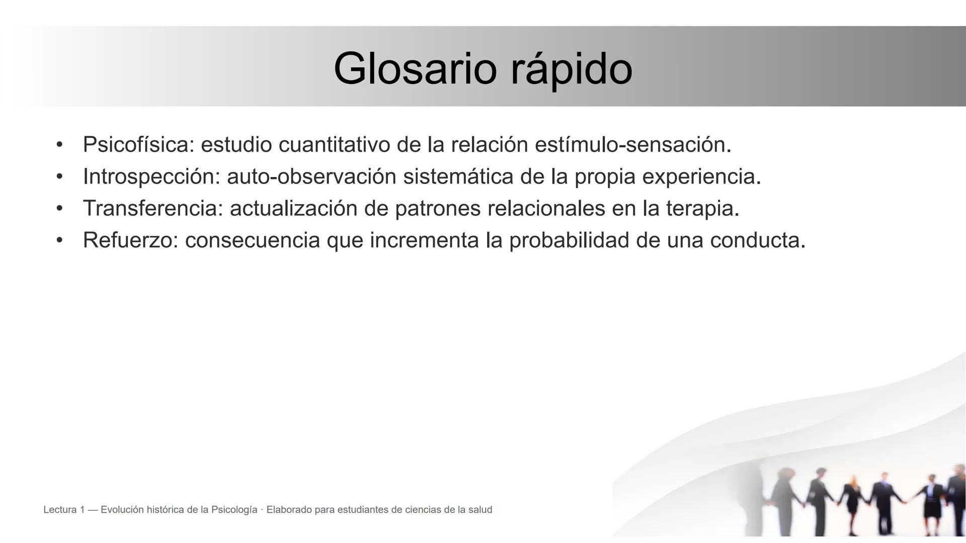 Evolución histórica de la Psicología
Prehistoria de la psicología • Historia de
la psicología • Hitos y corrientes
Lectura 1 — Evolución h