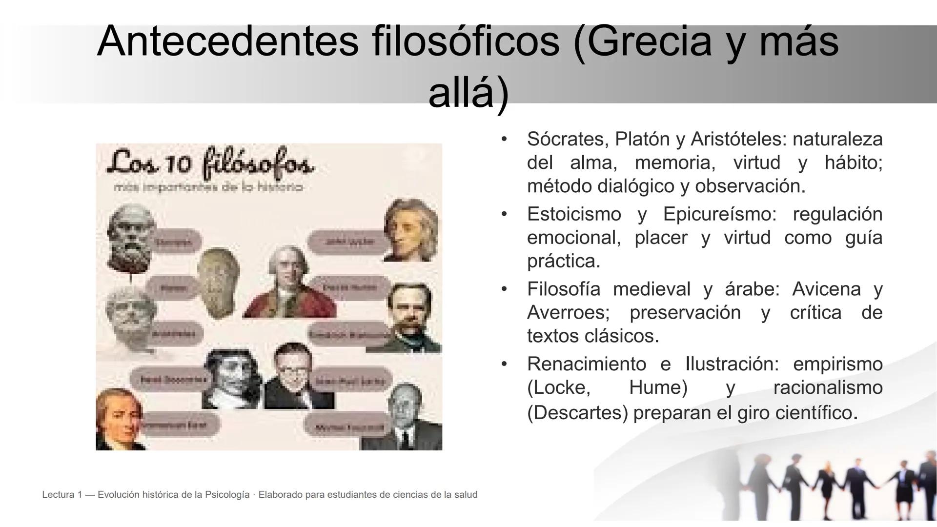 Evolución histórica de la Psicología
Prehistoria de la psicología • Historia de
la psicología • Hitos y corrientes
Lectura 1 — Evolución h