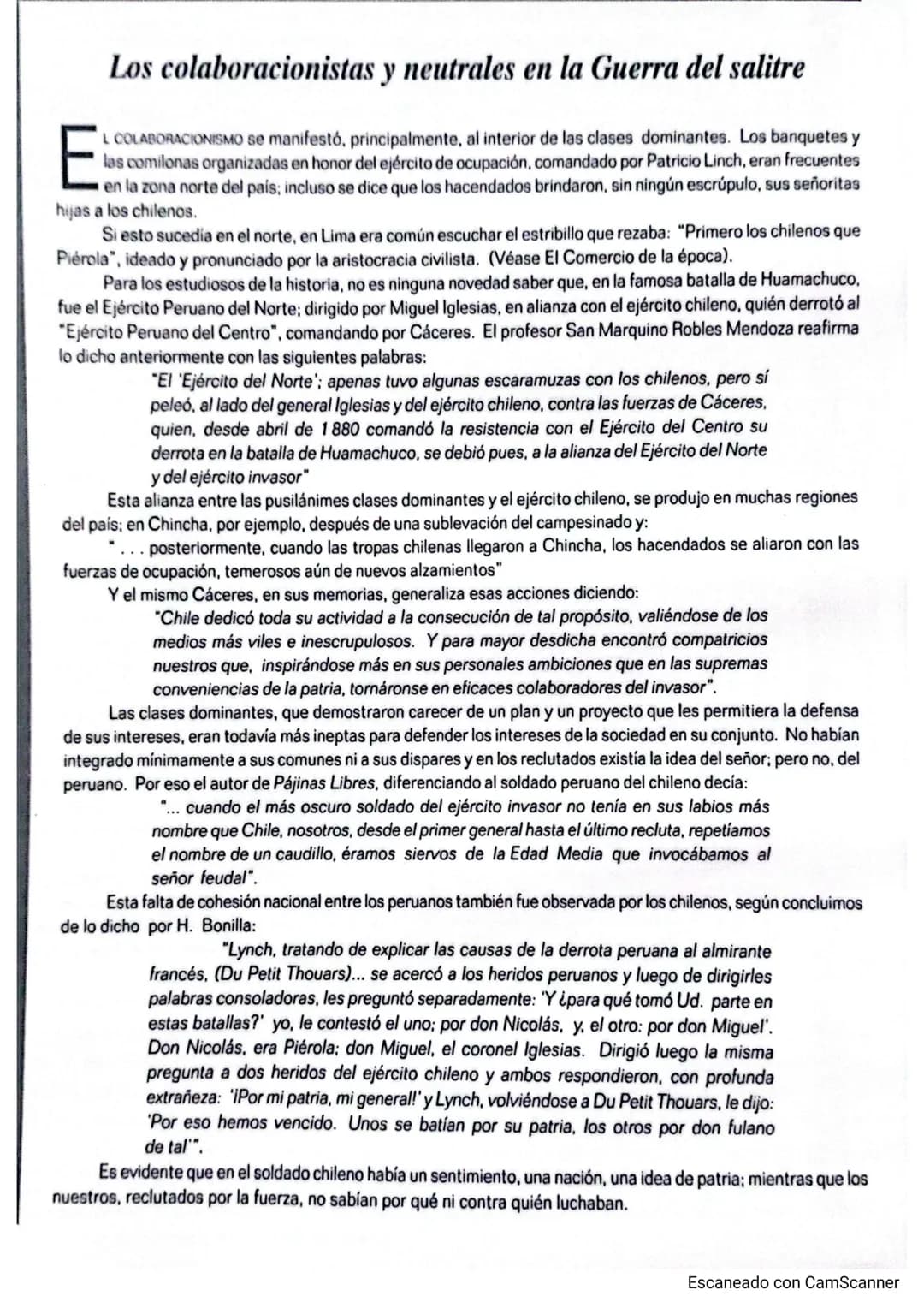 ## Los colaboracionistas y neutrales en la Guerra del salitre
E L COLABORACIONISMO se manifestó, principalmente, al interior de las clases