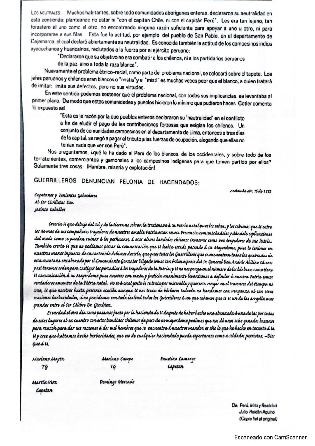 ## Los colaboracionistas y neutrales en la Guerra del salitre
E L COLABORACIONISMO se manifestó, principalmente, al interior de las clases