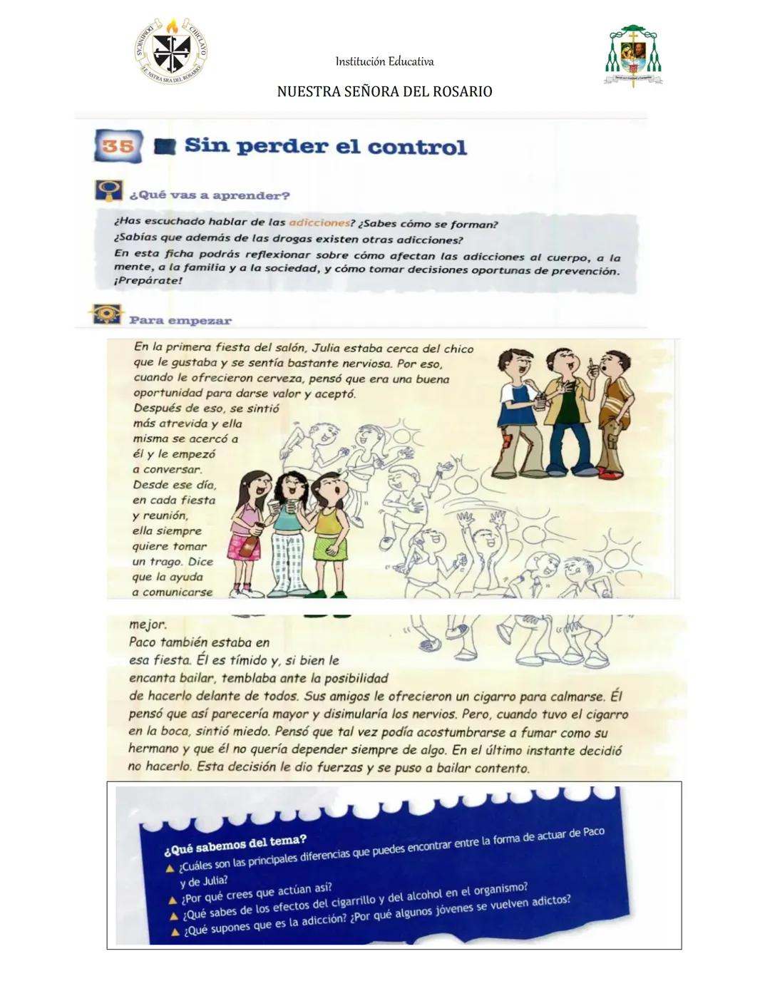 ## 35 Sin perder el control
### ¿Qué vas a aprender?
¿Has escuchado hablar de las **adicciones**? ¿Sabes cómo se forman?
¿Sabías que adem