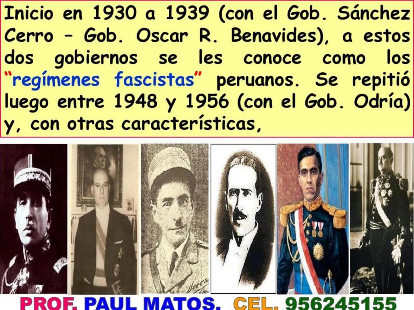 ¿Cómo fue el gobierno
nacionalista de Sánchez Cerro?
(1930-1931)
Piurano conocido como El "Mocho"
PROF PAUL MATOS. CEL. 956245155 COMPETENCI