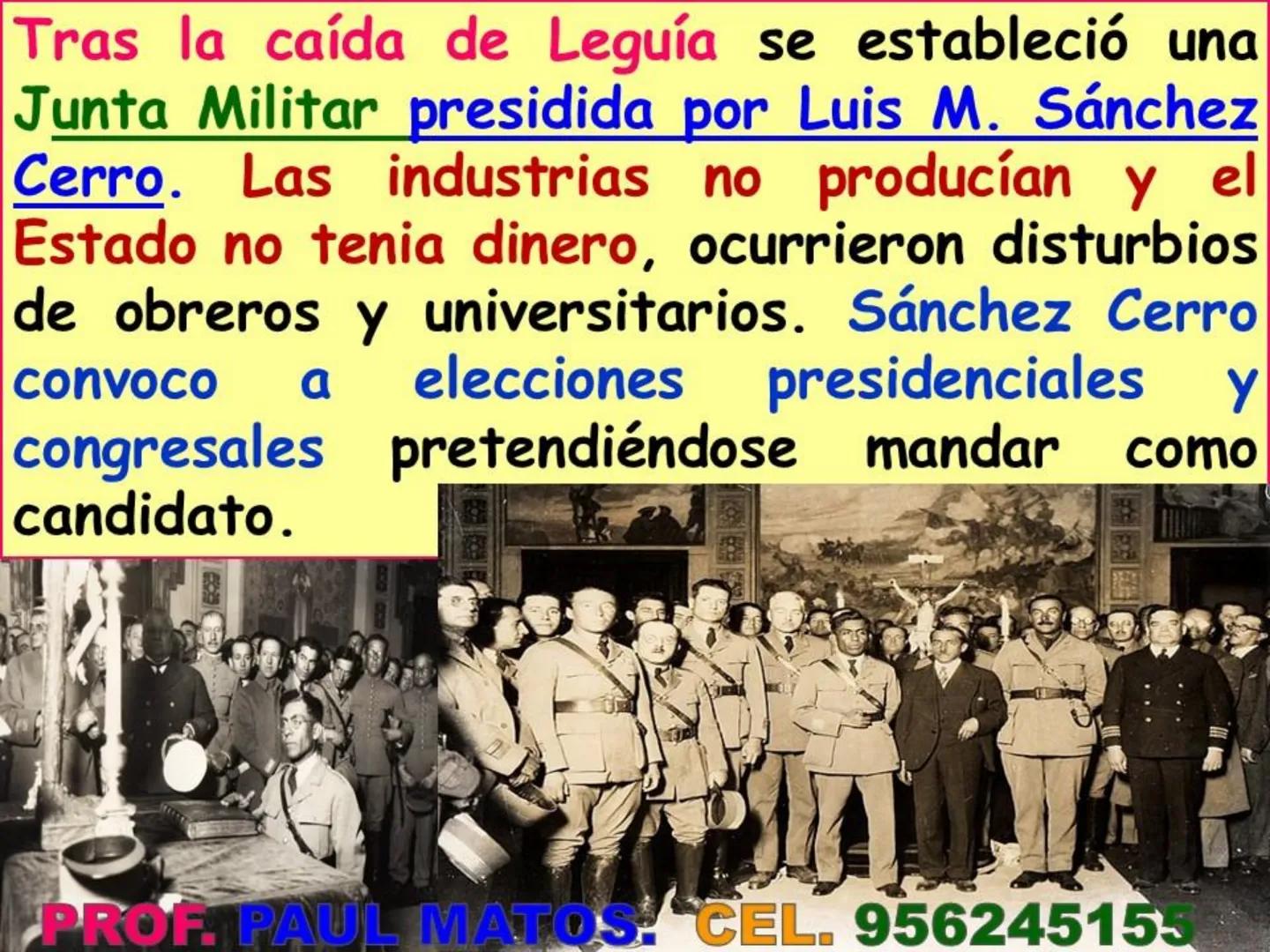 ¿Cómo fue el gobierno
nacionalista de Sánchez Cerro?
(1930-1931)
Piurano conocido como El "Mocho"
PROF PAUL MATOS. CEL. 956245155 COMPETENCI