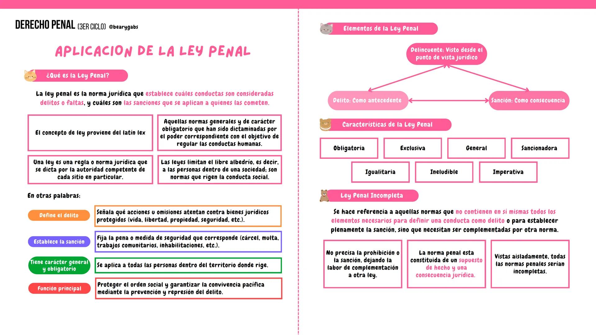 DERECHO PENAL (3ER CICLO) @bearygabs
APLICACION DE LA LEY PENAL
¿Qué es la Ley Penal?
La ley penal es la norma jurídica que establece cuáles