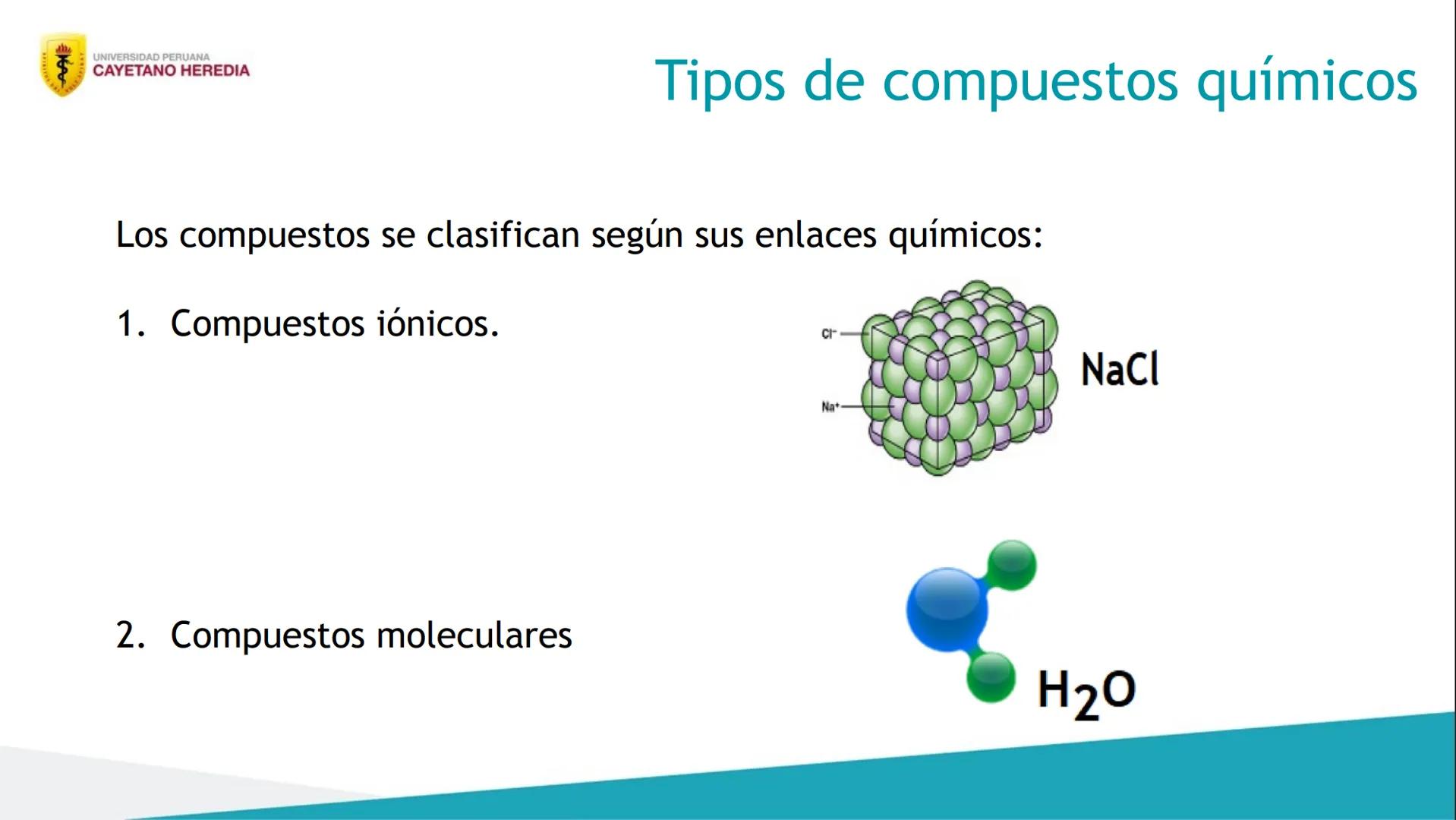 Unidad 2: Enlaces y compuestos químicos
Compuestos iónicos y
moleculares. Mol y número
de Avogrado Contenido de la sesión
• Compuestos quími