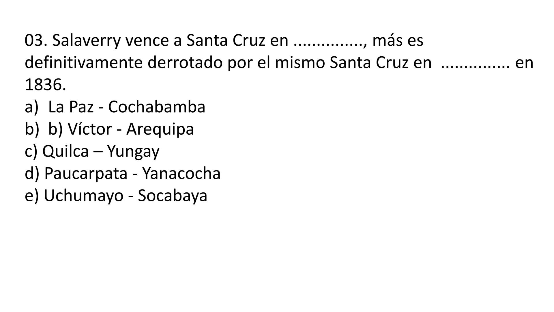 # CAPÍTULO 01:
PRIMER MILITARISMO 01. Luego de la guerra de Independencia del Perú y por la debilidad
administrativa, la fragmentación polí
