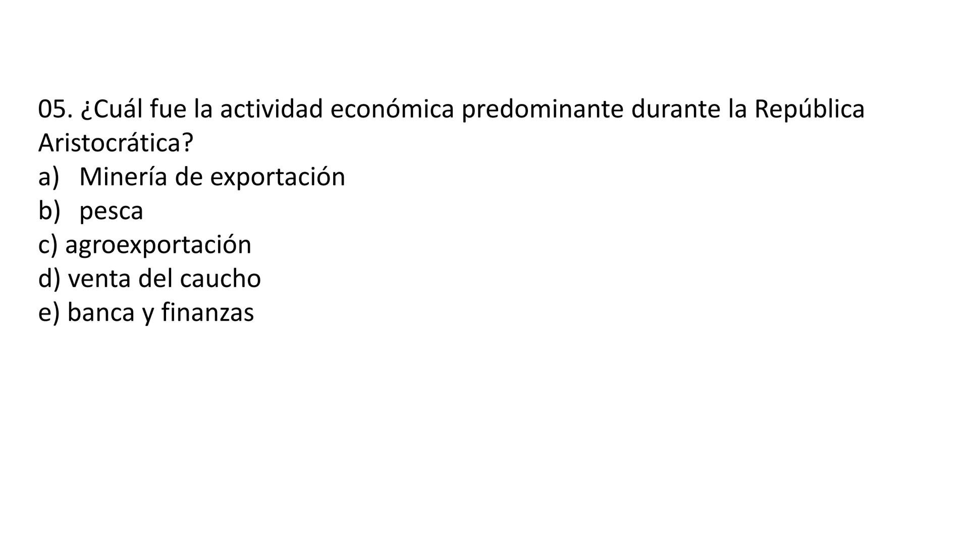 # CAPÍTULO 01:
PRIMER MILITARISMO 01. Luego de la guerra de Independencia del Perú y por la debilidad
administrativa, la fragmentación polí