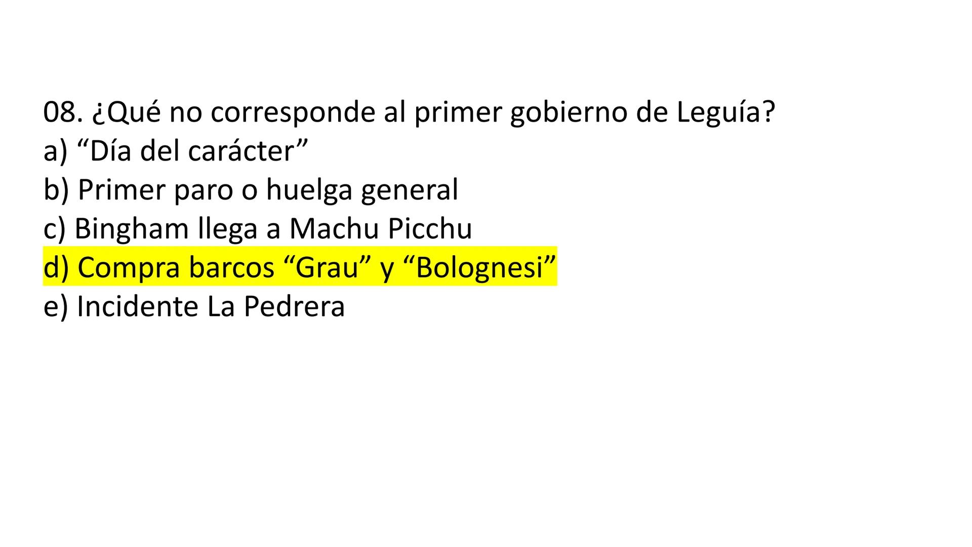 # CAPÍTULO 01:
PRIMER MILITARISMO 01. Luego de la guerra de Independencia del Perú y por la debilidad
administrativa, la fragmentación polí
