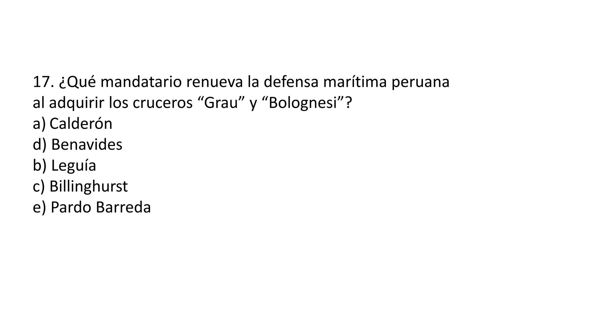 # CAPÍTULO 01:
PRIMER MILITARISMO 01. Luego de la guerra de Independencia del Perú y por la debilidad
administrativa, la fragmentación polí