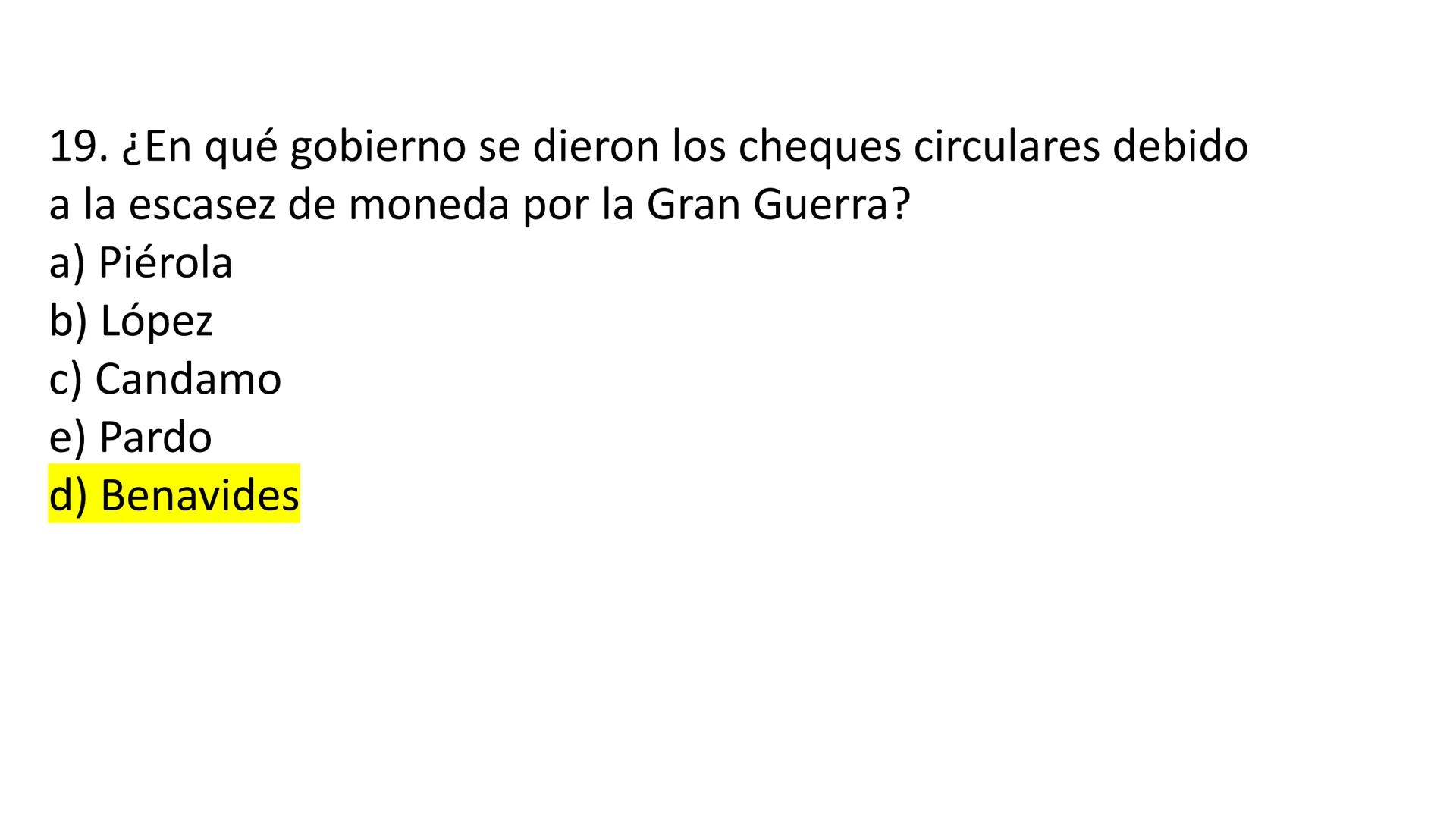 # CAPÍTULO 01:
PRIMER MILITARISMO 01. Luego de la guerra de Independencia del Perú y por la debilidad
administrativa, la fragmentación polí