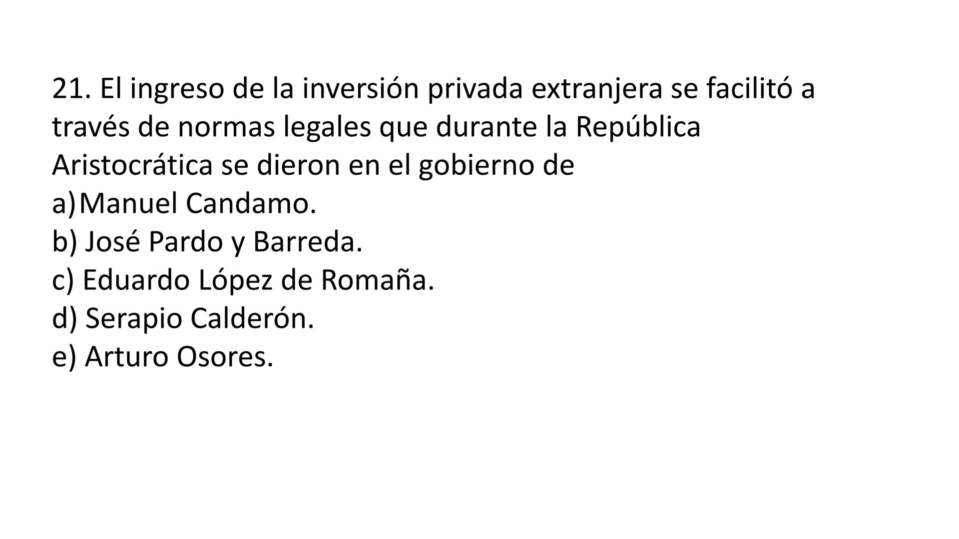 # CAPÍTULO 01:
PRIMER MILITARISMO 01. Luego de la guerra de Independencia del Perú y por la debilidad
administrativa, la fragmentación polí