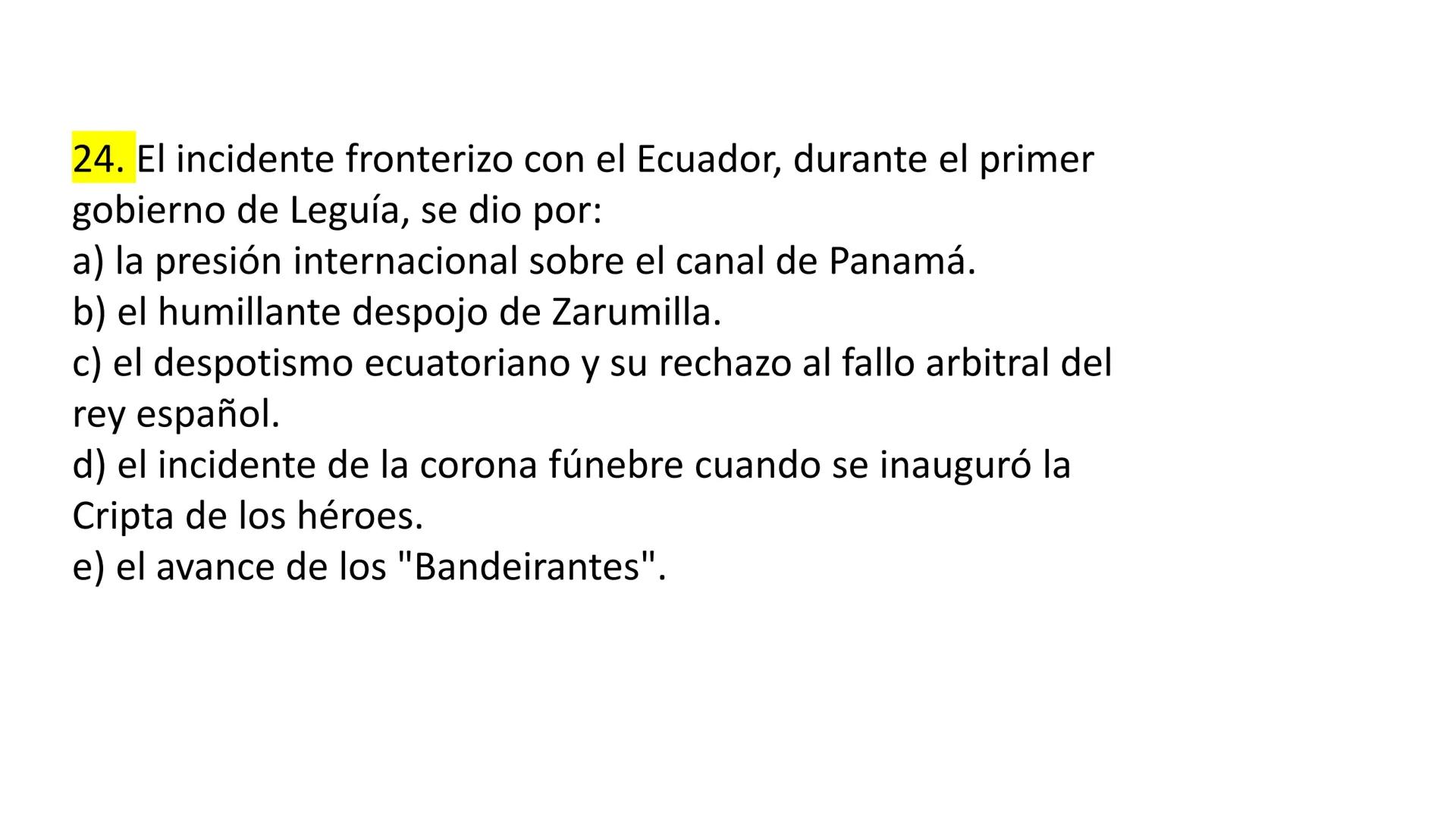 # CAPÍTULO 01:
PRIMER MILITARISMO 01. Luego de la guerra de Independencia del Perú y por la debilidad
administrativa, la fragmentación polí