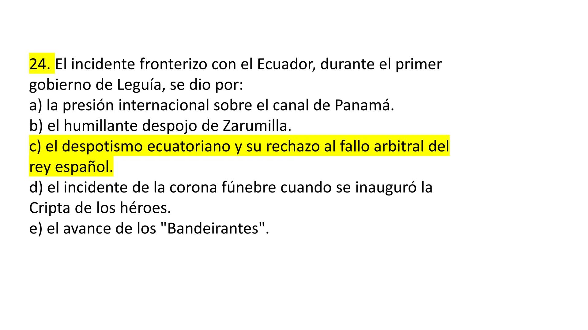 # CAPÍTULO 01:
PRIMER MILITARISMO 01. Luego de la guerra de Independencia del Perú y por la debilidad
administrativa, la fragmentación polí