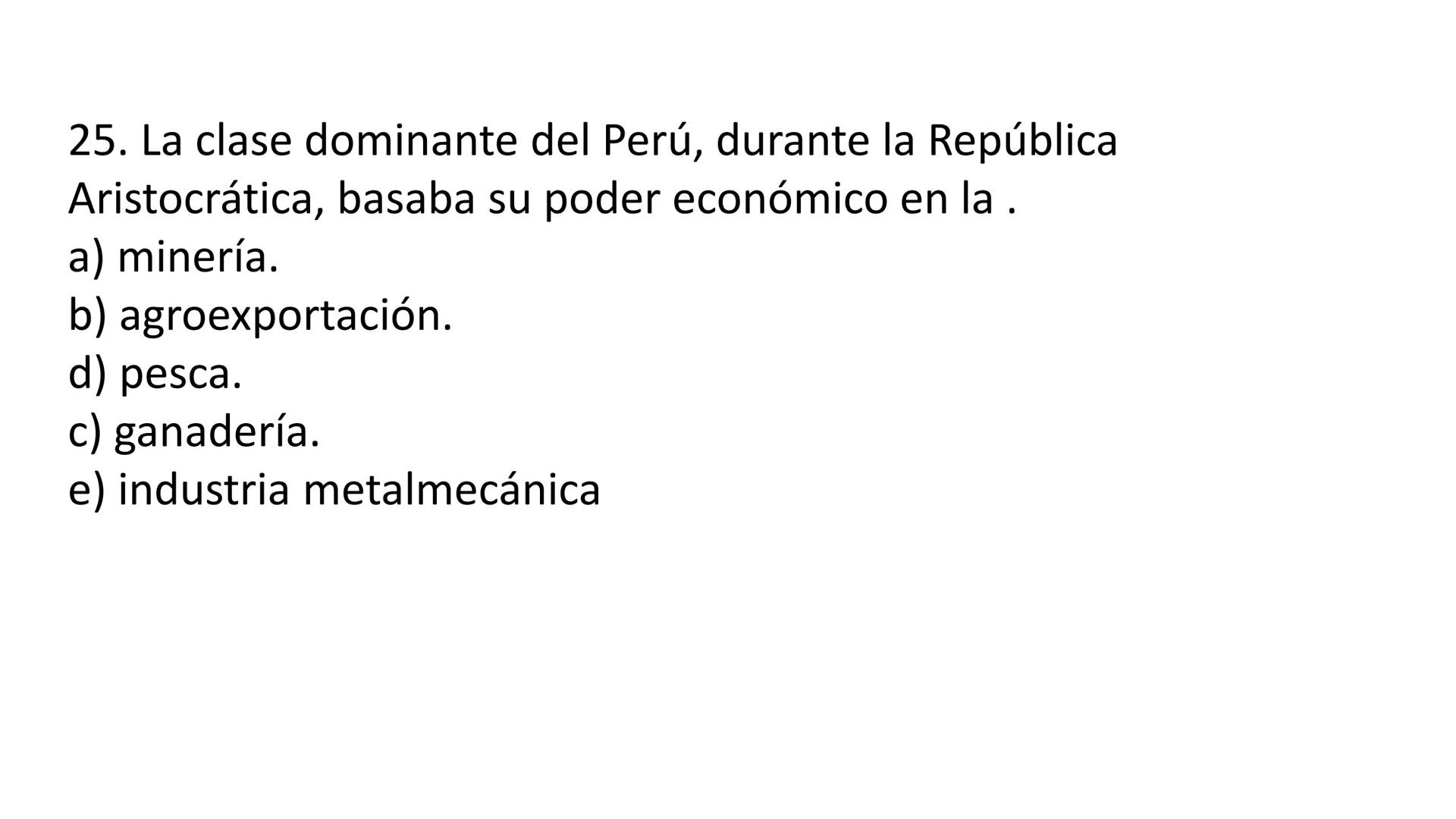 # CAPÍTULO 01:
PRIMER MILITARISMO 01. Luego de la guerra de Independencia del Perú y por la debilidad
administrativa, la fragmentación polí