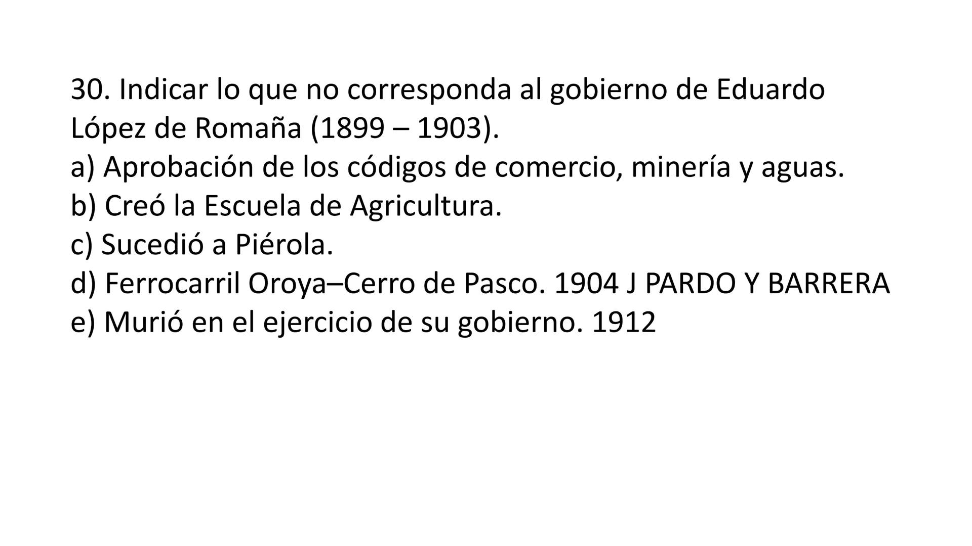 # CAPÍTULO 01:
PRIMER MILITARISMO 01. Luego de la guerra de Independencia del Perú y por la debilidad
administrativa, la fragmentación polí