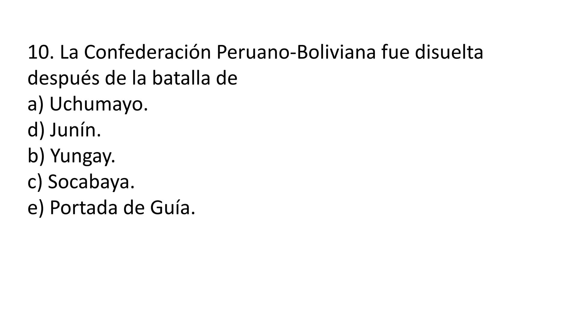 # CAPÍTULO 01:
PRIMER MILITARISMO 01. Luego de la guerra de Independencia del Perú y por la debilidad
administrativa, la fragmentación polí