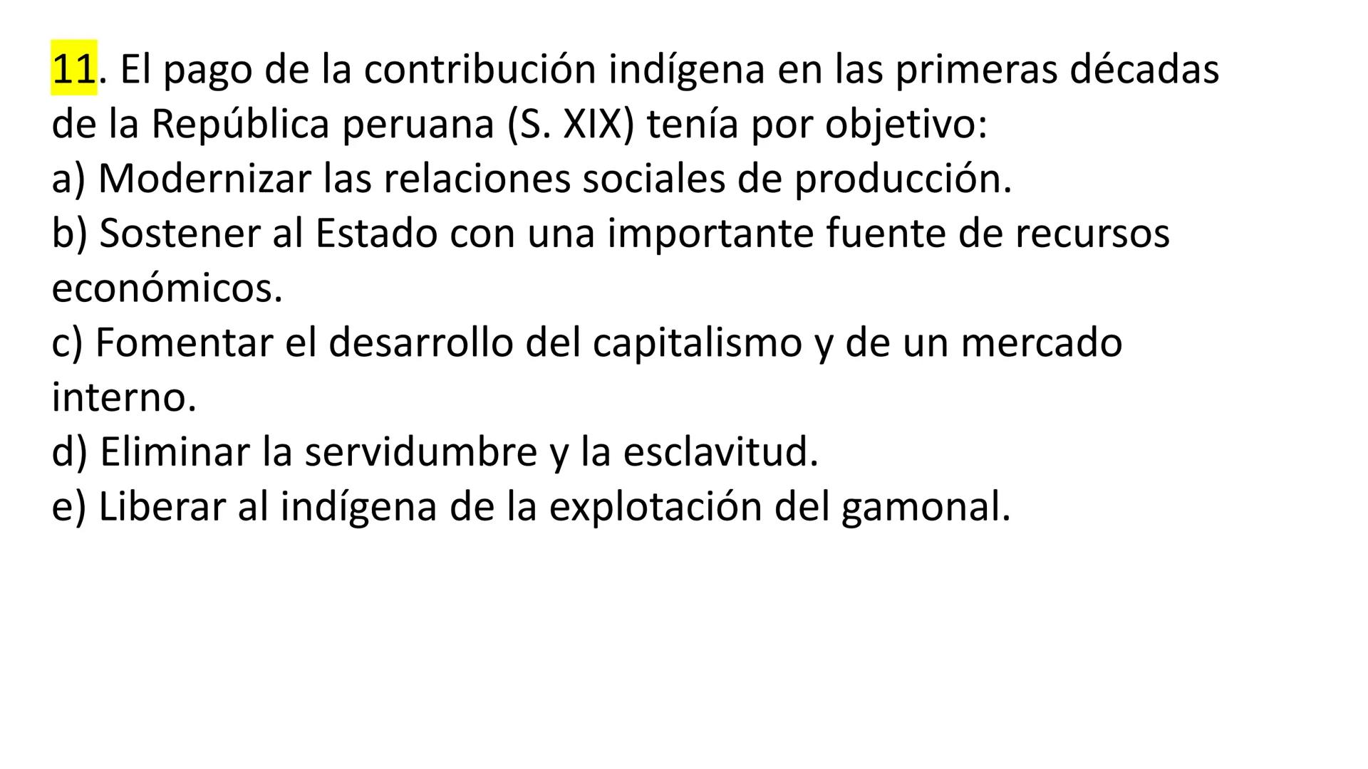# CAPÍTULO 01:
PRIMER MILITARISMO 01. Luego de la guerra de Independencia del Perú y por la debilidad
administrativa, la fragmentación polí