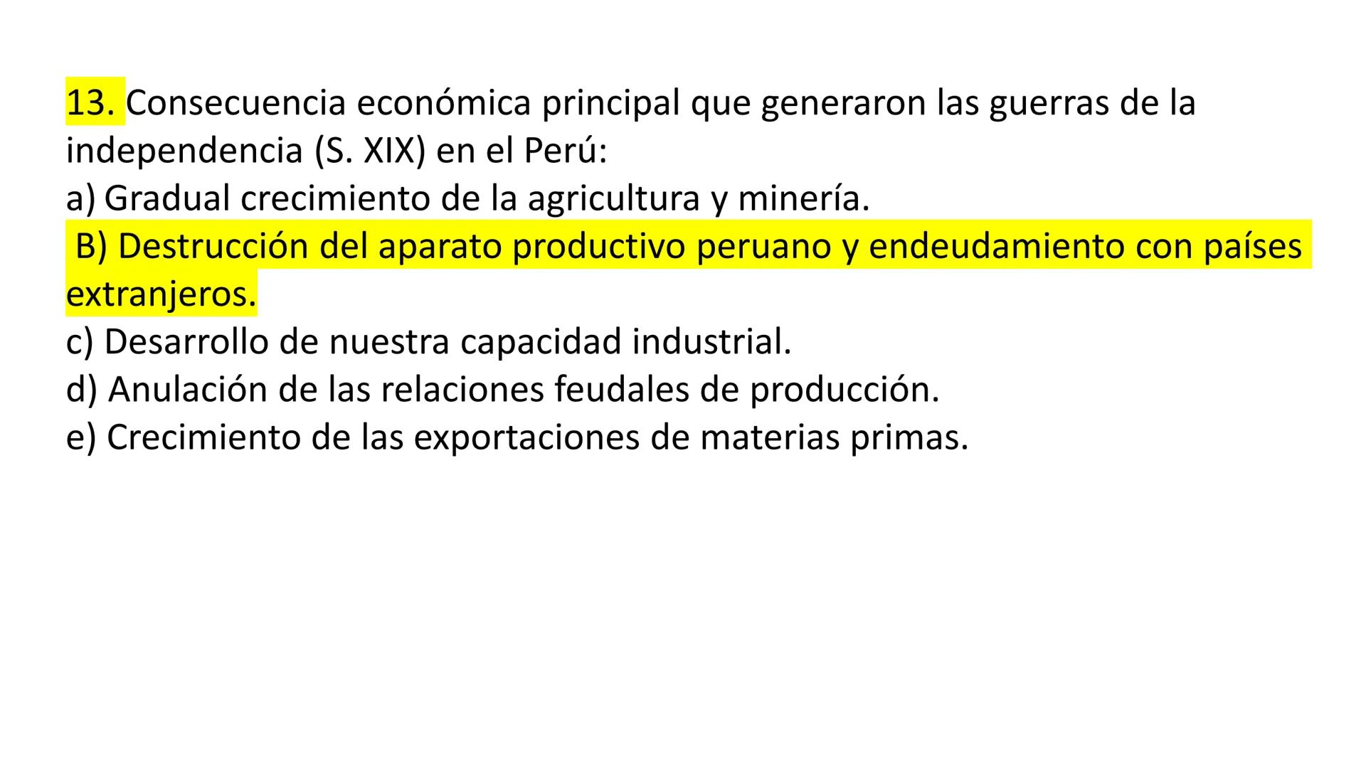 # CAPÍTULO 01:
PRIMER MILITARISMO 01. Luego de la guerra de Independencia del Perú y por la debilidad
administrativa, la fragmentación polí