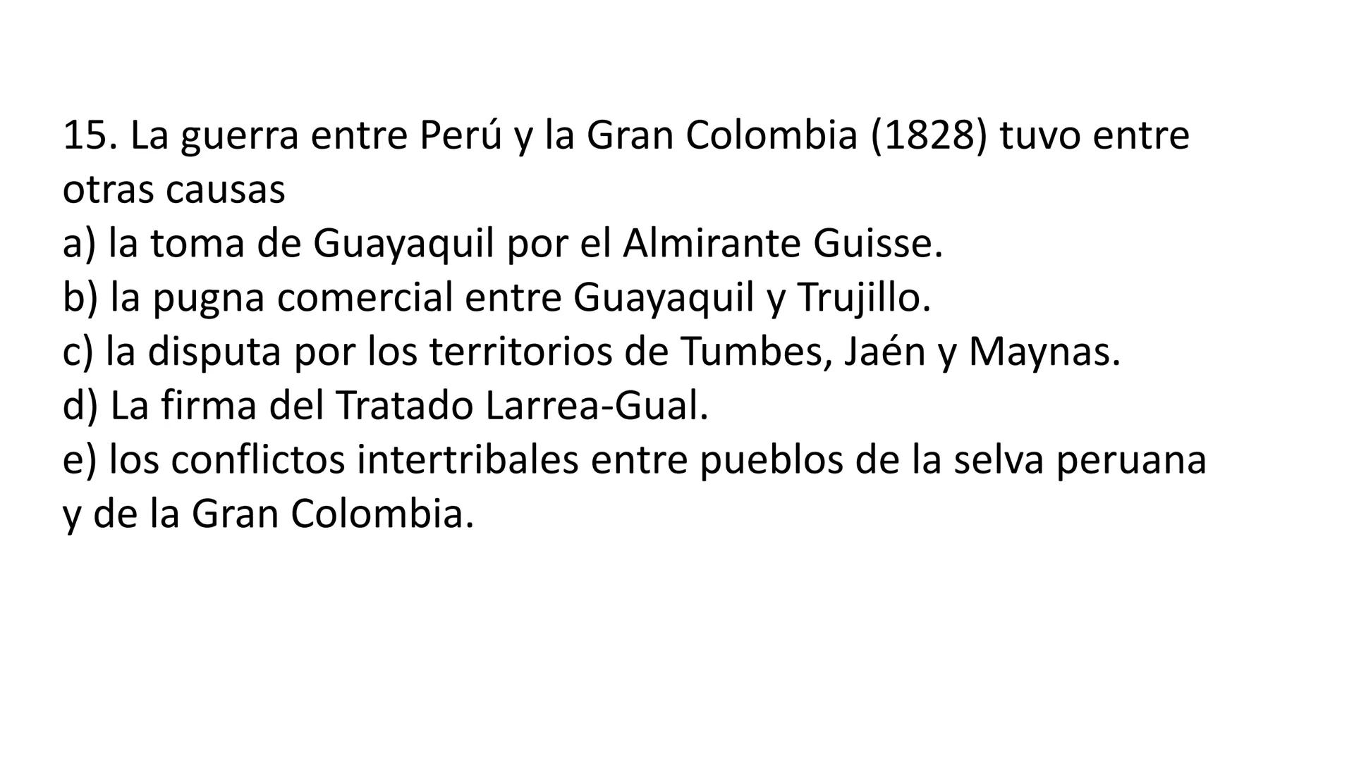 # CAPÍTULO 01:
PRIMER MILITARISMO 01. Luego de la guerra de Independencia del Perú y por la debilidad
administrativa, la fragmentación polí