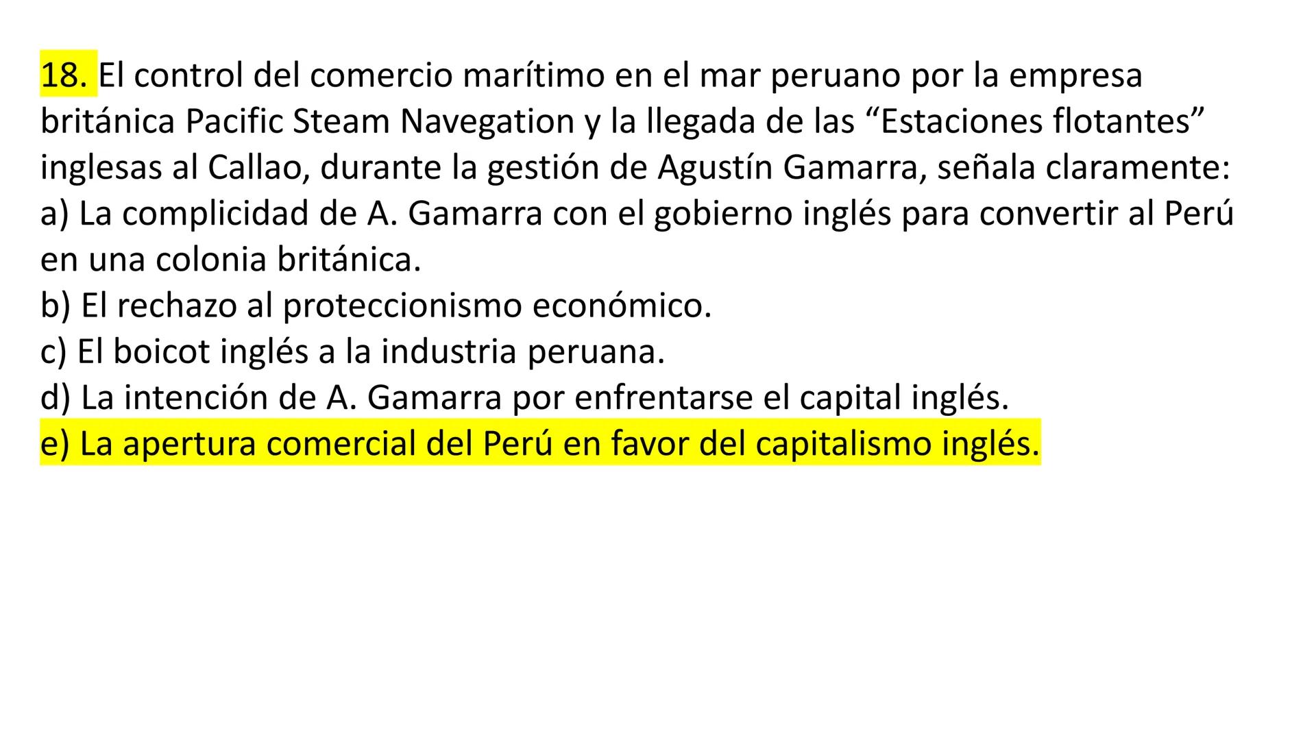 # CAPÍTULO 01:
PRIMER MILITARISMO 01. Luego de la guerra de Independencia del Perú y por la debilidad
administrativa, la fragmentación polí