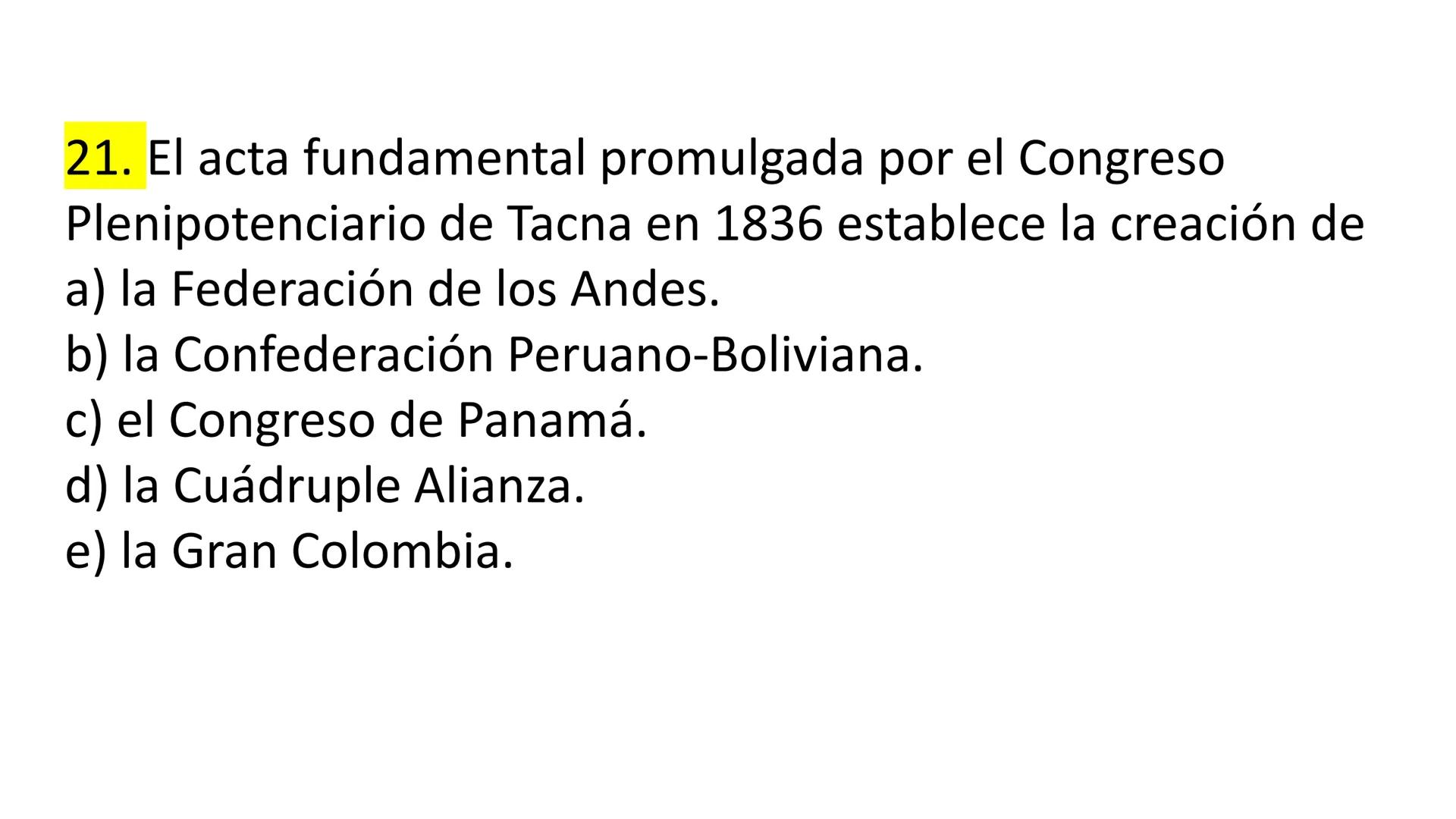# CAPÍTULO 01:
PRIMER MILITARISMO 01. Luego de la guerra de Independencia del Perú y por la debilidad
administrativa, la fragmentación polí