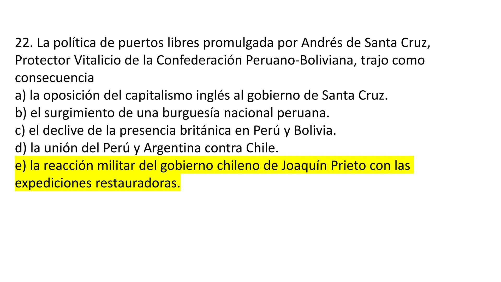 # CAPÍTULO 01:
PRIMER MILITARISMO 01. Luego de la guerra de Independencia del Perú y por la debilidad
administrativa, la fragmentación polí