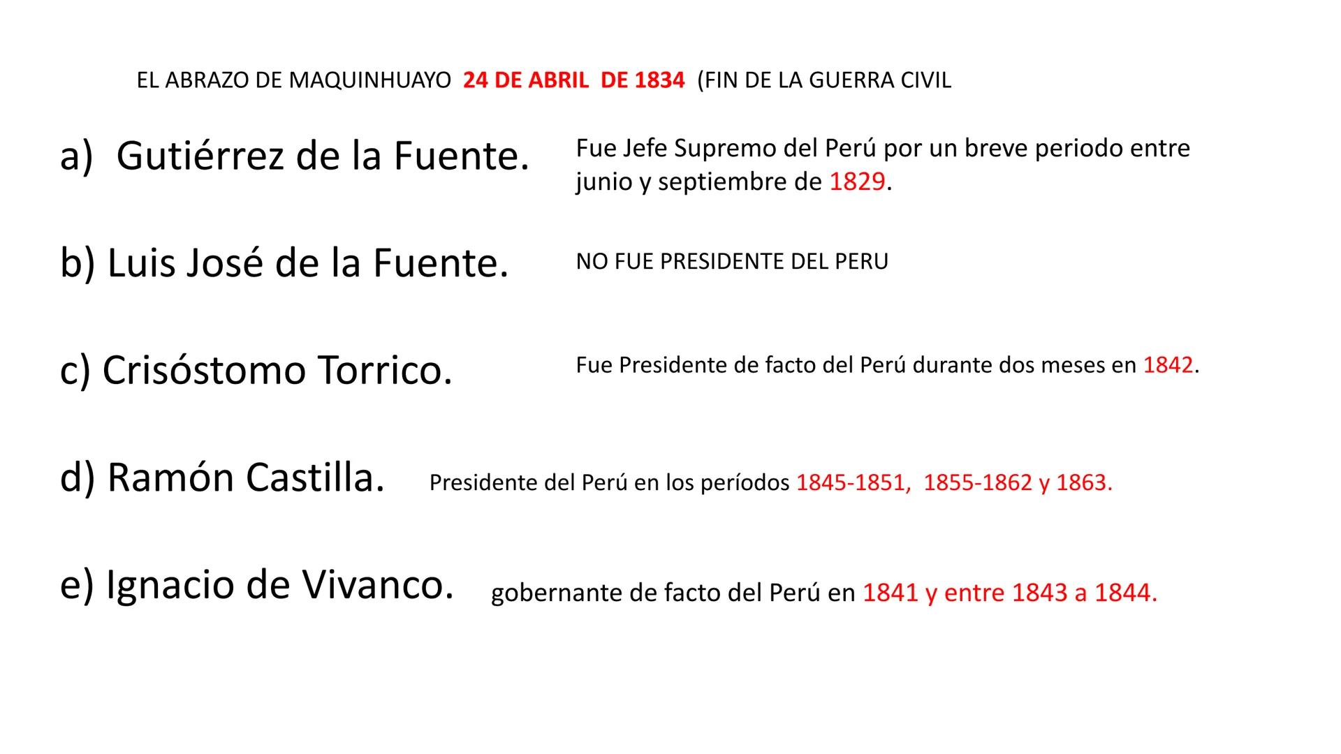 # CAPÍTULO 01:
PRIMER MILITARISMO 01. Luego de la guerra de Independencia del Perú y por la debilidad
administrativa, la fragmentación polí