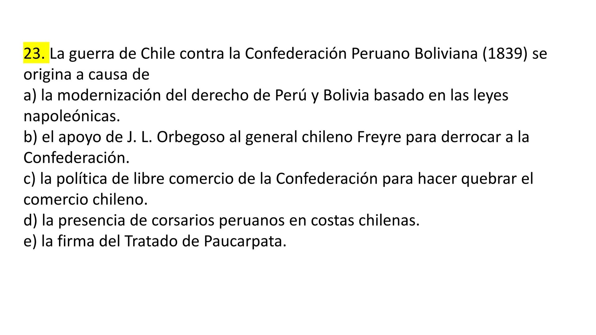 # CAPÍTULO 01:
PRIMER MILITARISMO 01. Luego de la guerra de Independencia del Perú y por la debilidad
administrativa, la fragmentación polí
