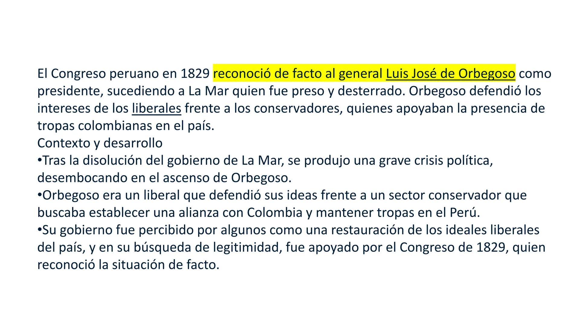 # CAPÍTULO 01:
PRIMER MILITARISMO 01. Luego de la guerra de Independencia del Perú y por la debilidad
administrativa, la fragmentación polí