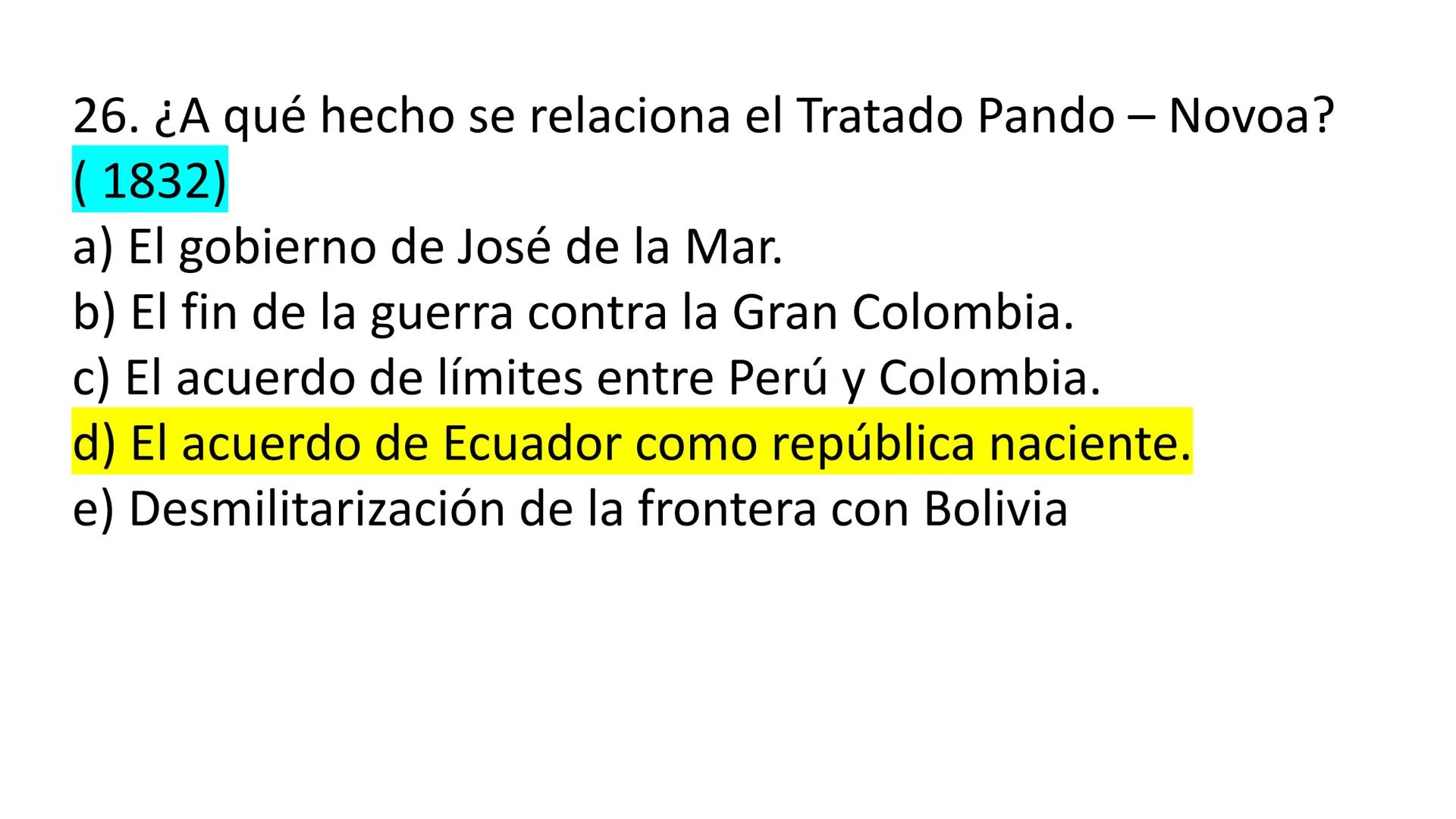 # CAPÍTULO 01:
PRIMER MILITARISMO 01. Luego de la guerra de Independencia del Perú y por la debilidad
administrativa, la fragmentación polí
