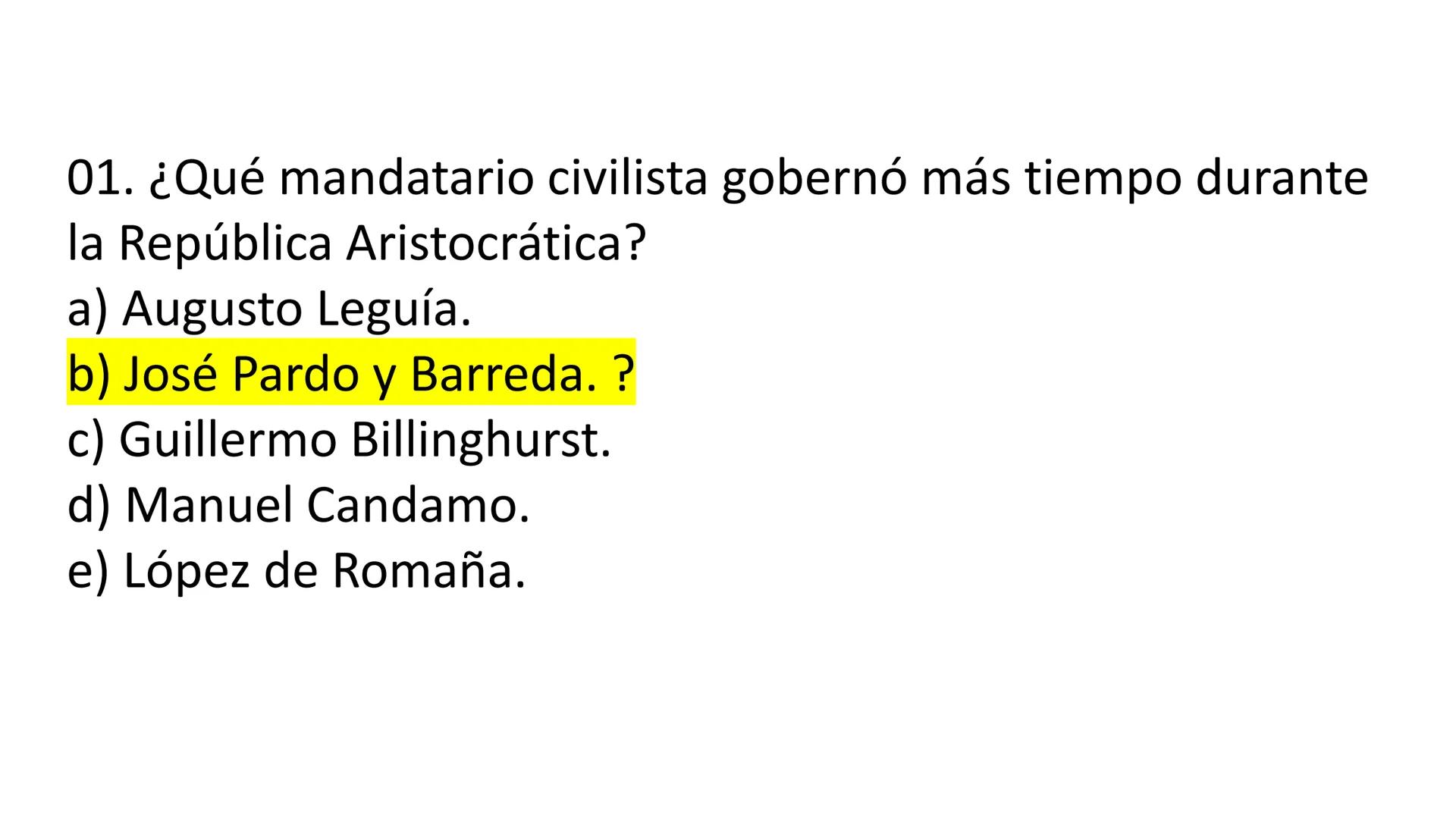 # CAPÍTULO 01:
PRIMER MILITARISMO 01. Luego de la guerra de Independencia del Perú y por la debilidad
administrativa, la fragmentación polí