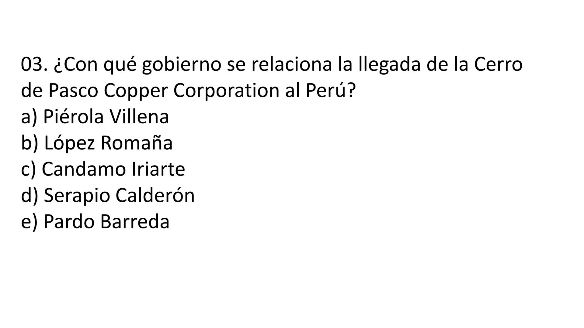 # CAPÍTULO 01:
PRIMER MILITARISMO 01. Luego de la guerra de Independencia del Perú y por la debilidad
administrativa, la fragmentación polí