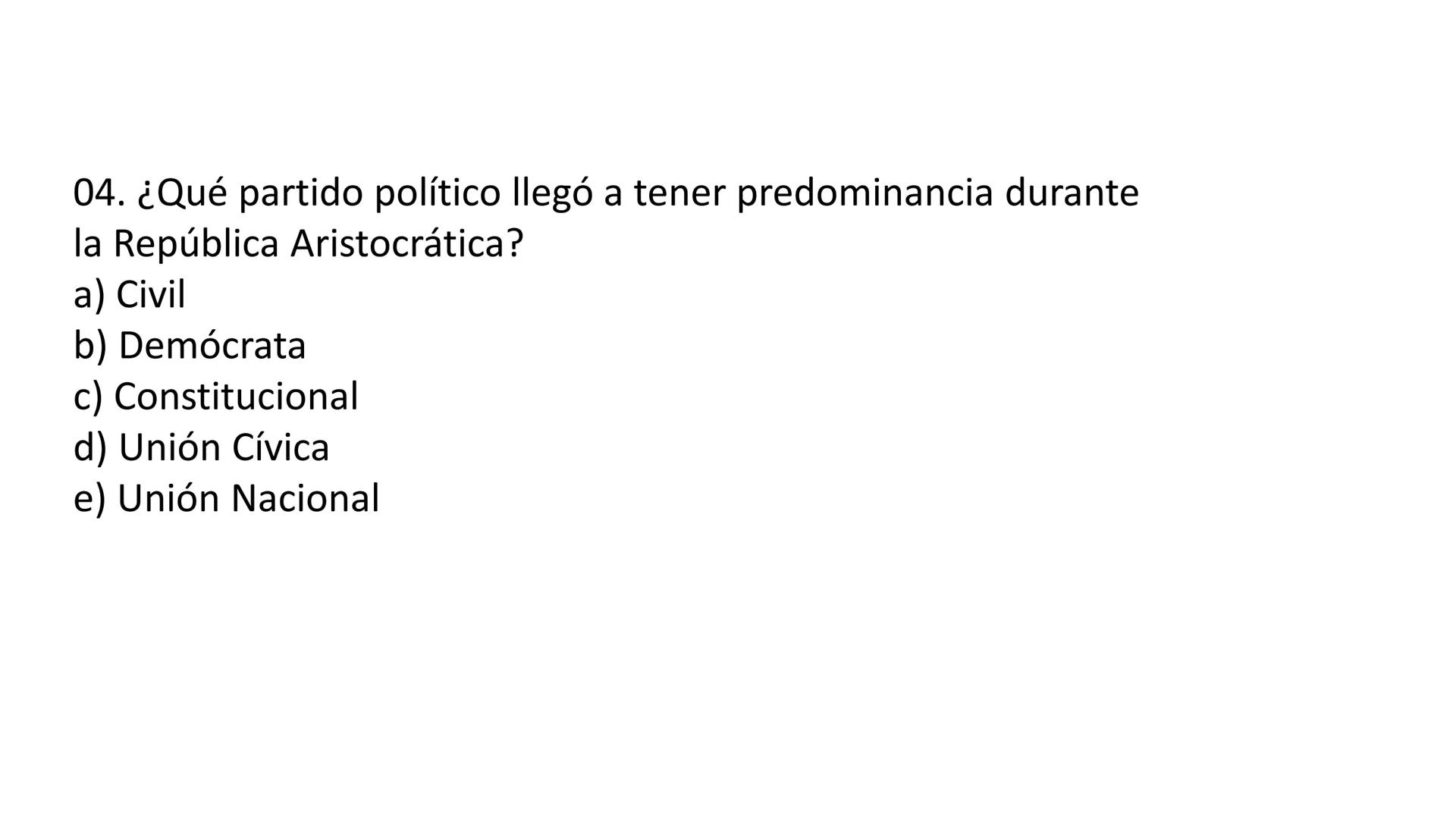 # CAPÍTULO 01:
PRIMER MILITARISMO 01. Luego de la guerra de Independencia del Perú y por la debilidad
administrativa, la fragmentación polí