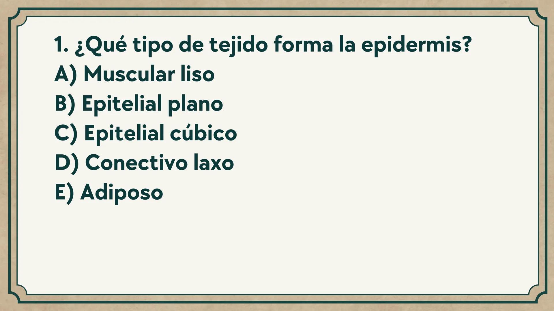 # CEPRE BICENTENARIO
# CAP 04: REPASO
# DE ANATOMÍA
Enc.: Erick F. Ludeña A. 1. ¿Qué tipo de tejido forma la epidermis?
A) Muscular liso
B