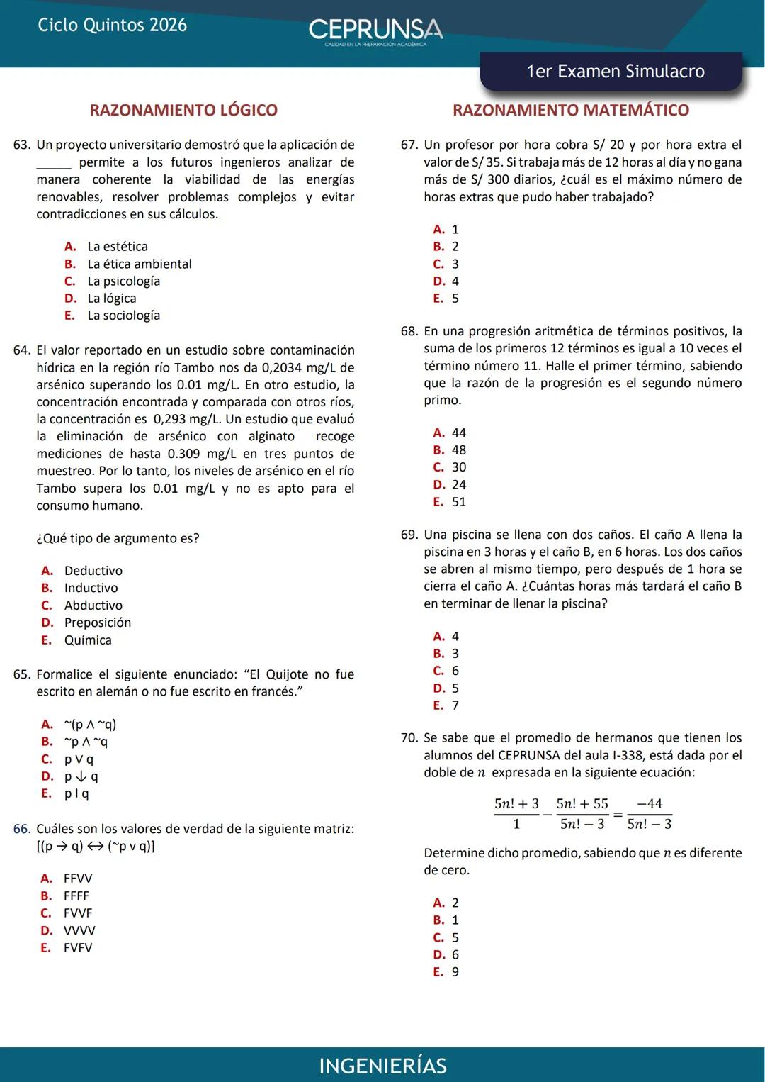 LA PROFESION
ERIA
MARC AQUISE
ESCUELA PROFESIONAL
DE INGENERA CIVL
EXAMEN
SIMULACRO
INGENIERÍAS
UNSA
UNIVERSIDAD NACIONAL DE SAN AGUSTIN