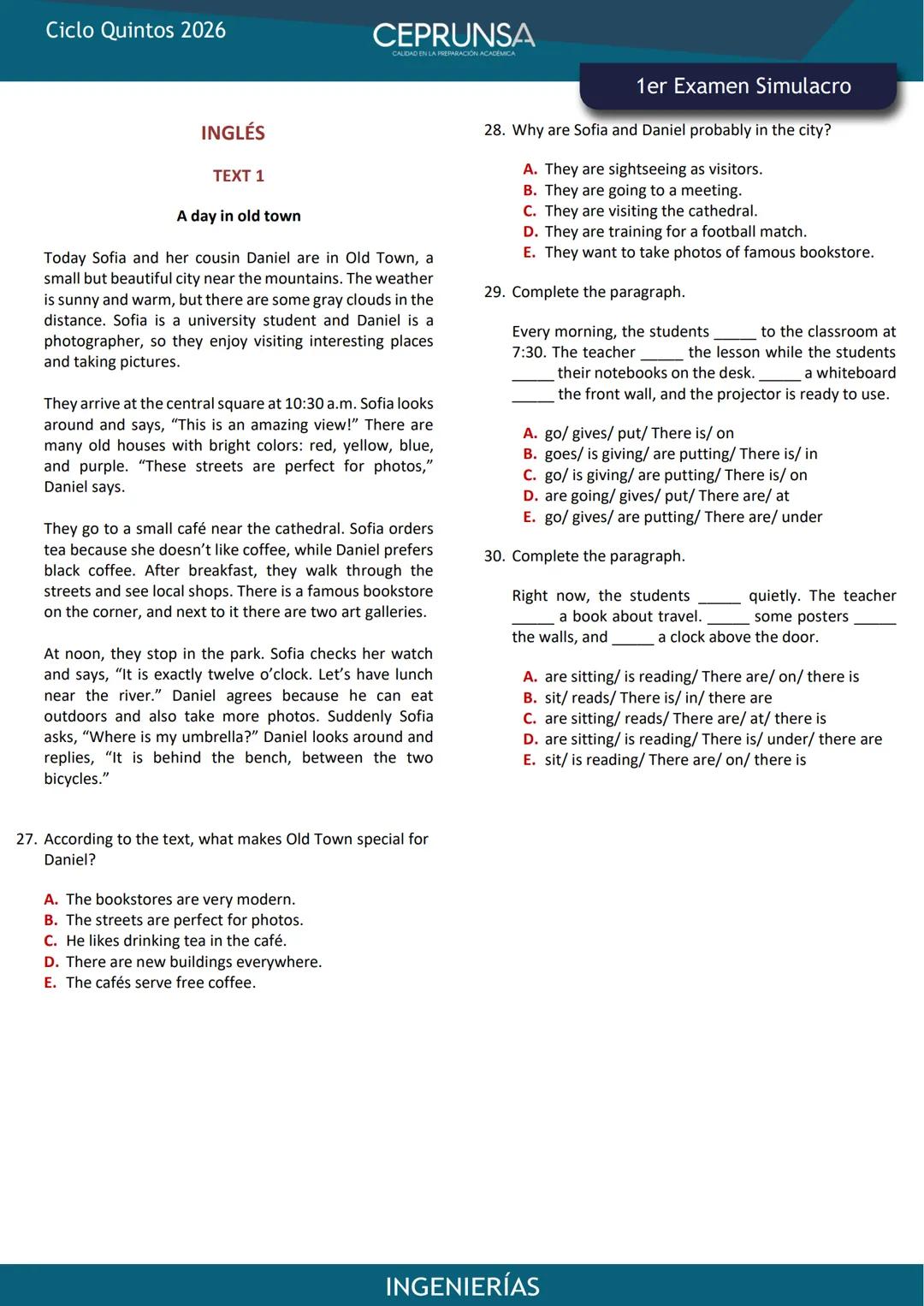 LA PROFESION
ERIA
MARC AQUISE
ESCUELA PROFESIONAL
DE INGENERA CIVL
EXAMEN
SIMULACRO
INGENIERÍAS
UNSA
UNIVERSIDAD NACIONAL DE SAN AGUSTIN