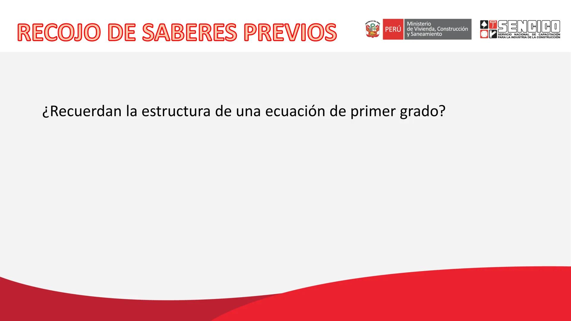 Ministerio
PERÚ de Vivienda, Construcción
y Saneamiento
SENCICO
SERVICIO NACIONAL DE CAPACITACIÓN
PARA LA INDUSTRIA DE LA CONSTRUCCIÓN
SE