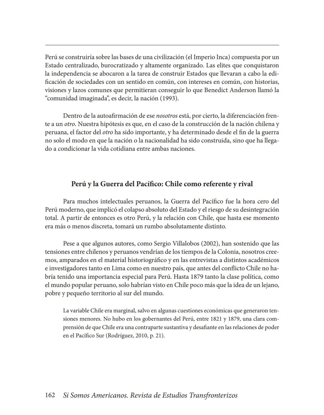 Volumen XIV / N° 2/julio-diciembre 2014/pp. 159-185
# La Guerra del Pacífico como referente nacional y punto
## condicionante de las relaci