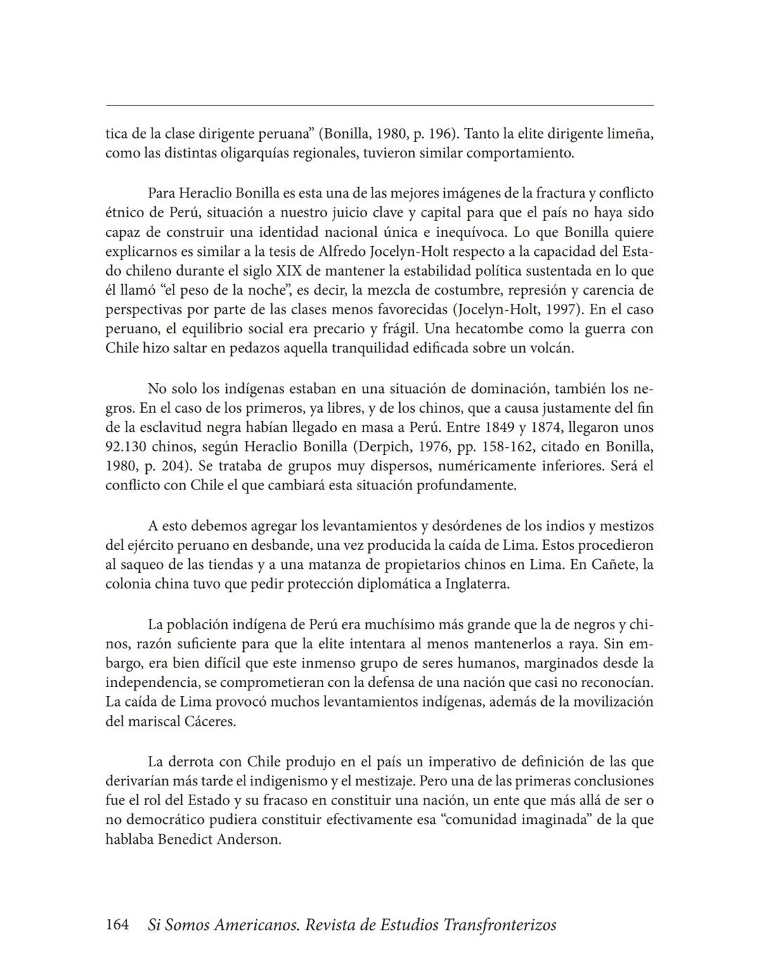Volumen XIV / N° 2/julio-diciembre 2014/pp. 159-185
# La Guerra del Pacífico como referente nacional y punto
## condicionante de las relaci