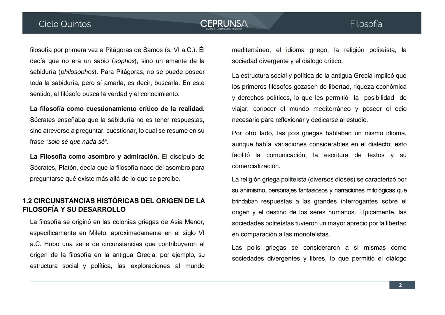 UNSA
UNIVERSIDAD NACIONAL DE SAN AGUSTIN DE AREQUIPA
CEPRUNSA
CALIDAD EN LA PREPARACIÓN ACADÉMICA
2026
CICLO QUINTOS
CURSO
FILOSOFÍA
BANCO D
