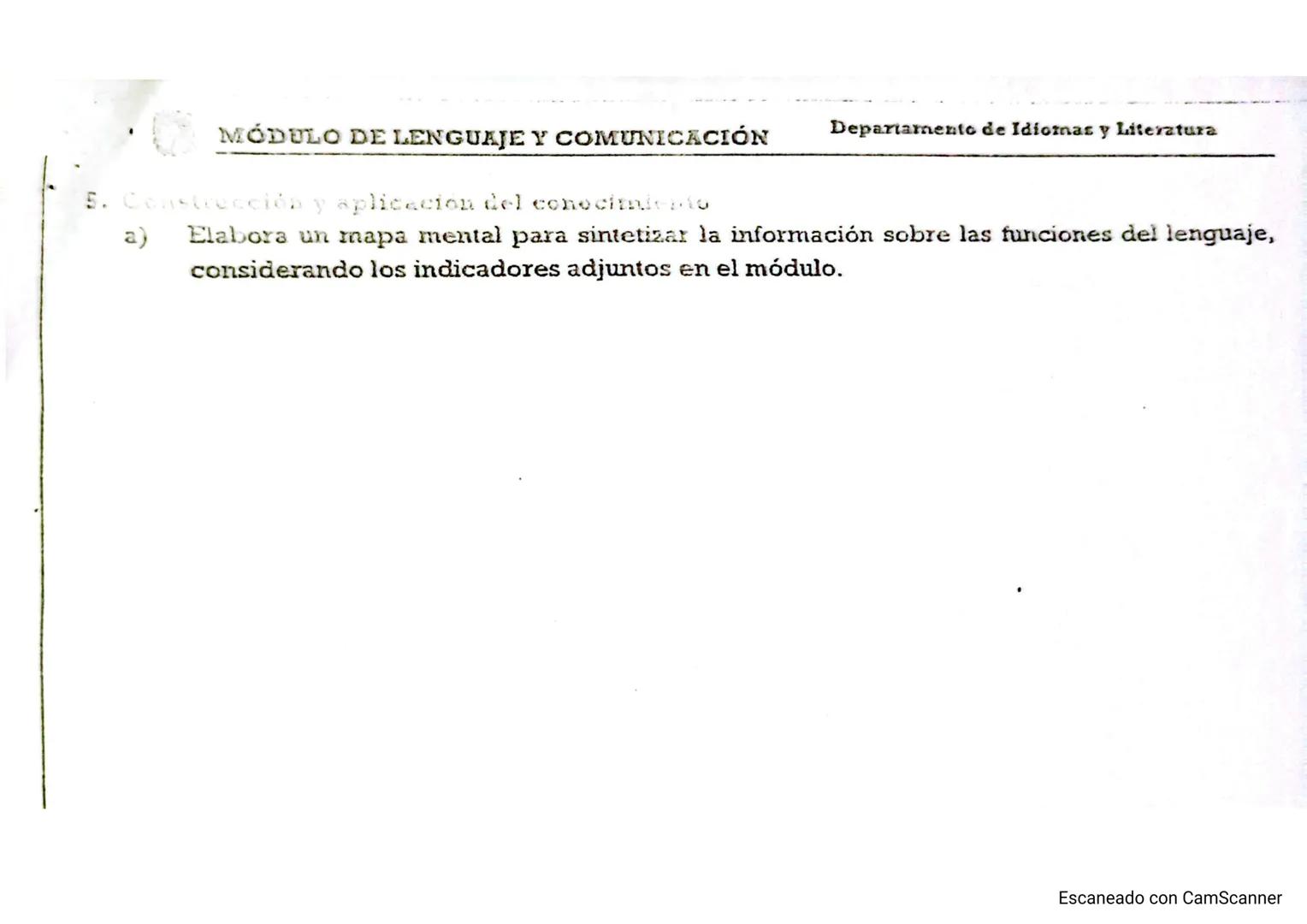 # MÓDULO DE LENGUAJE Y COMUNICACIÓN
Departamento de Idiomas y literatura
4. Procesamiento de la información
a) Lee y analiza la información