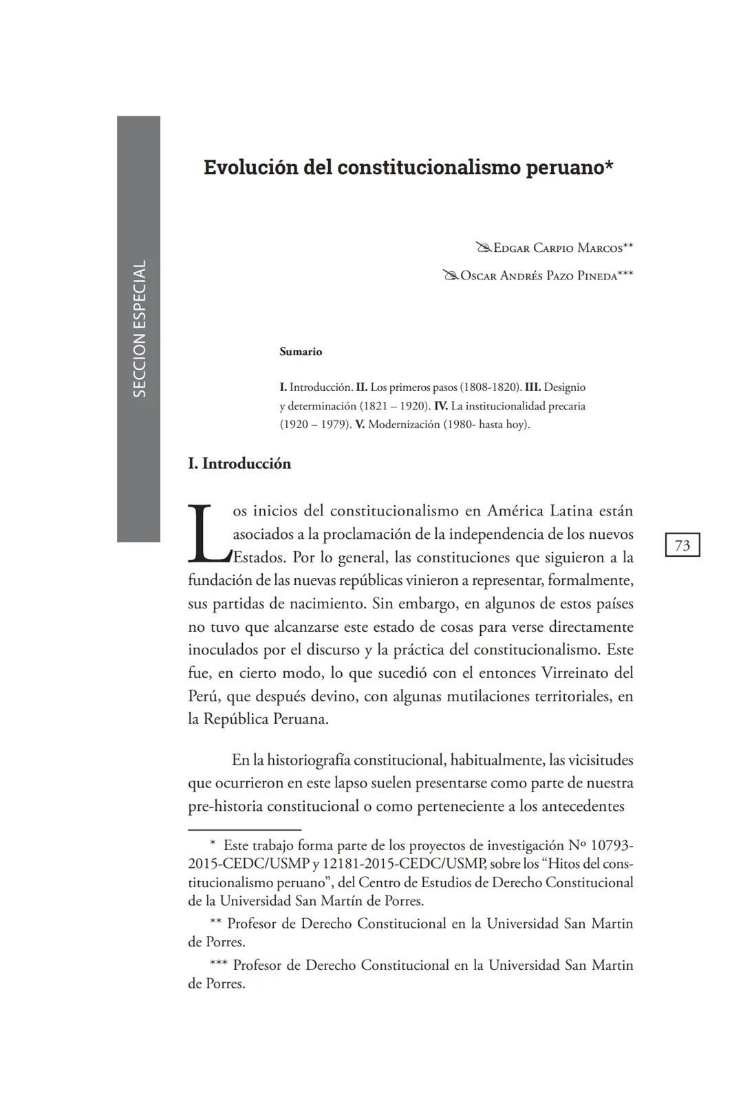 REVISTA PERUANA
DE DERECHO CONSTITUCIONAL
HISTORIA CONSTITUCIONAL
CENTRO DE ESTUDIOS CONSTITUCIONALES
TRIBUNAL CONSTITUCIONAL DEL PERÚ M