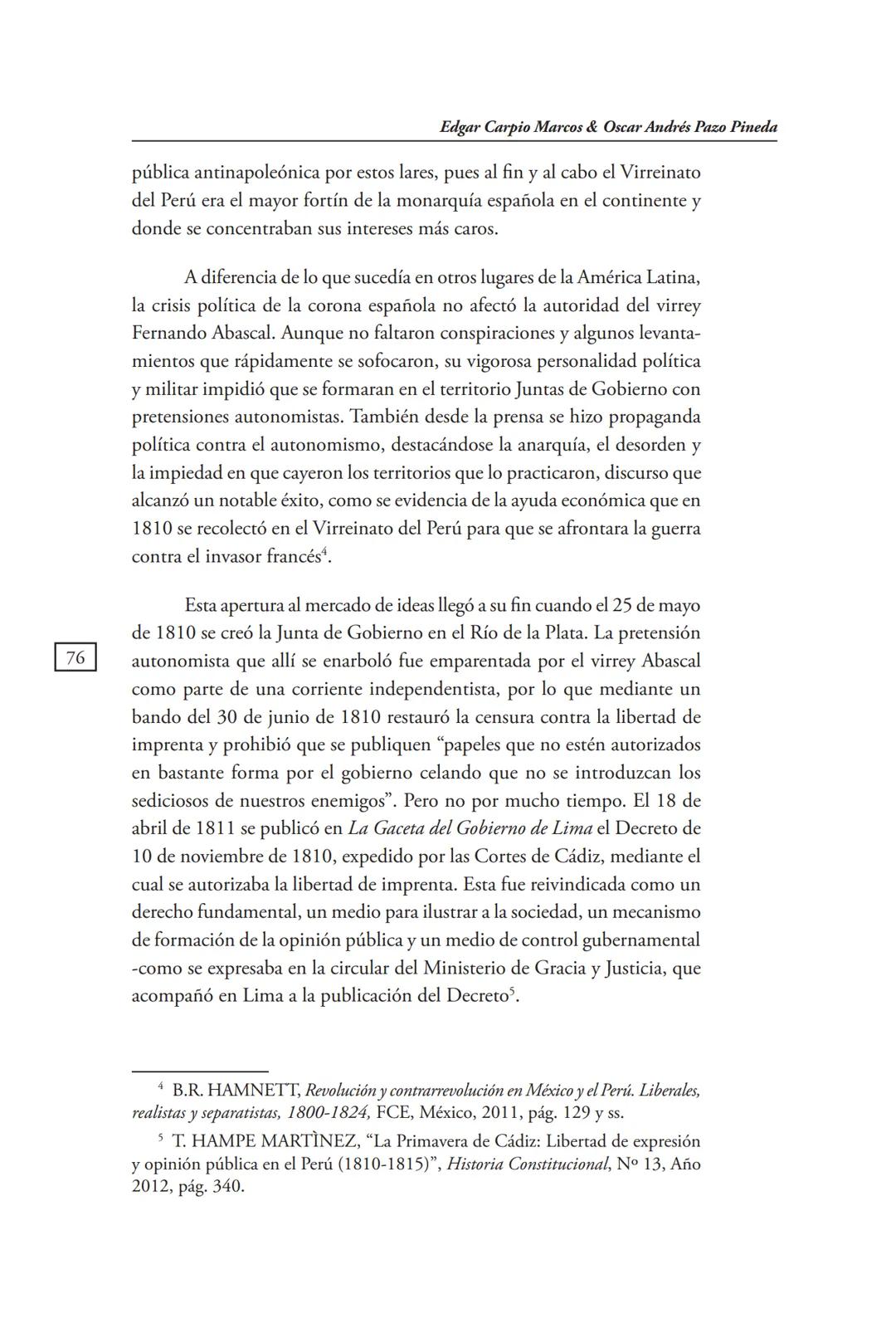 REVISTA PERUANA
DE DERECHO CONSTITUCIONAL
HISTORIA CONSTITUCIONAL
CENTRO DE ESTUDIOS CONSTITUCIONALES
TRIBUNAL CONSTITUCIONAL DEL PERÚ M