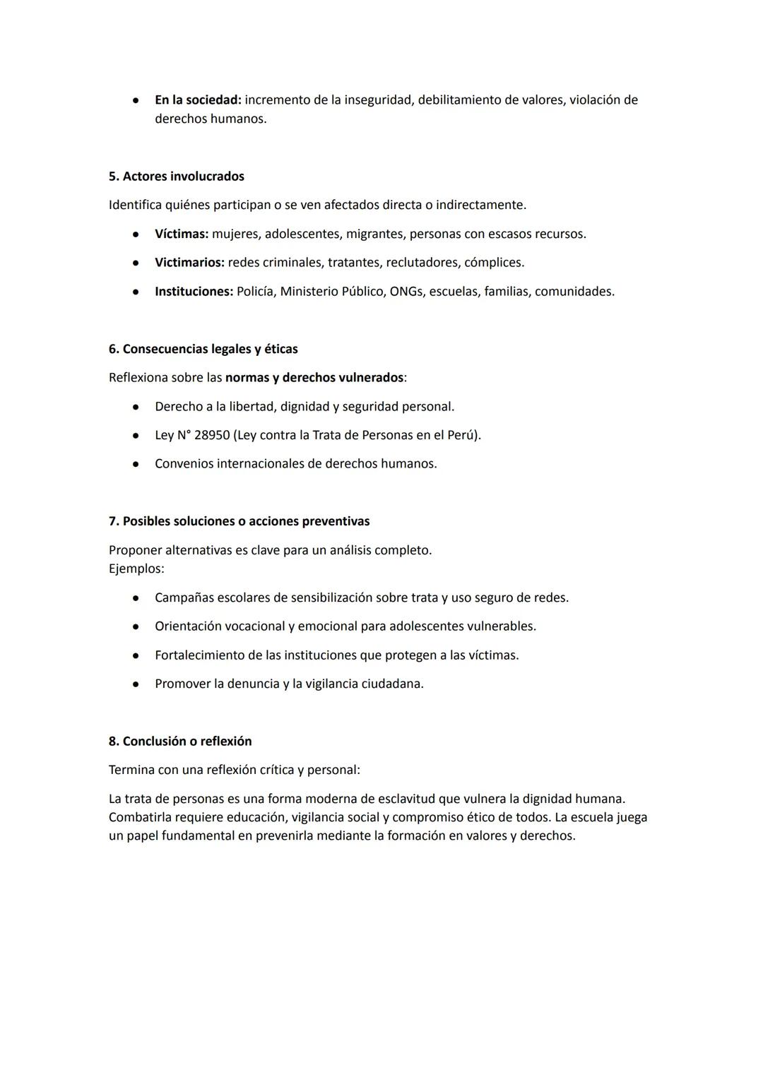 # PASOS PARA ANALIZAR EL PROBLEMA: TRATA DE PERSONAS
1. Delimitación del problema
Empieza por definir qué aspecto de la trata de personas